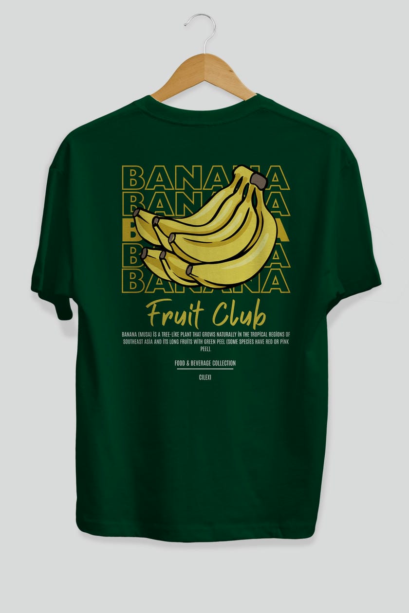 Banana Arka Baskılı Oversize t-shirt Erkek Kadın Pamuk Bisiklet Yaka tişort