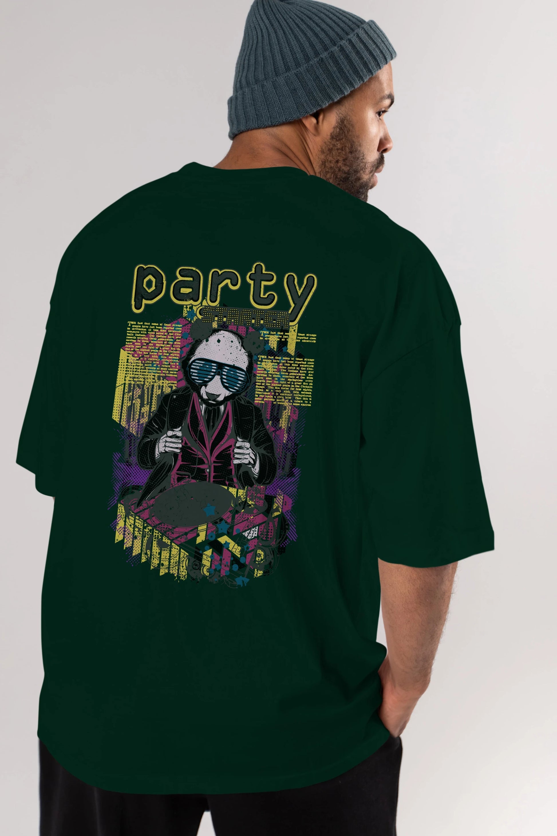 Party Starter Arka Baskılı Oversize t-shirt Erkek Kadın Unisex