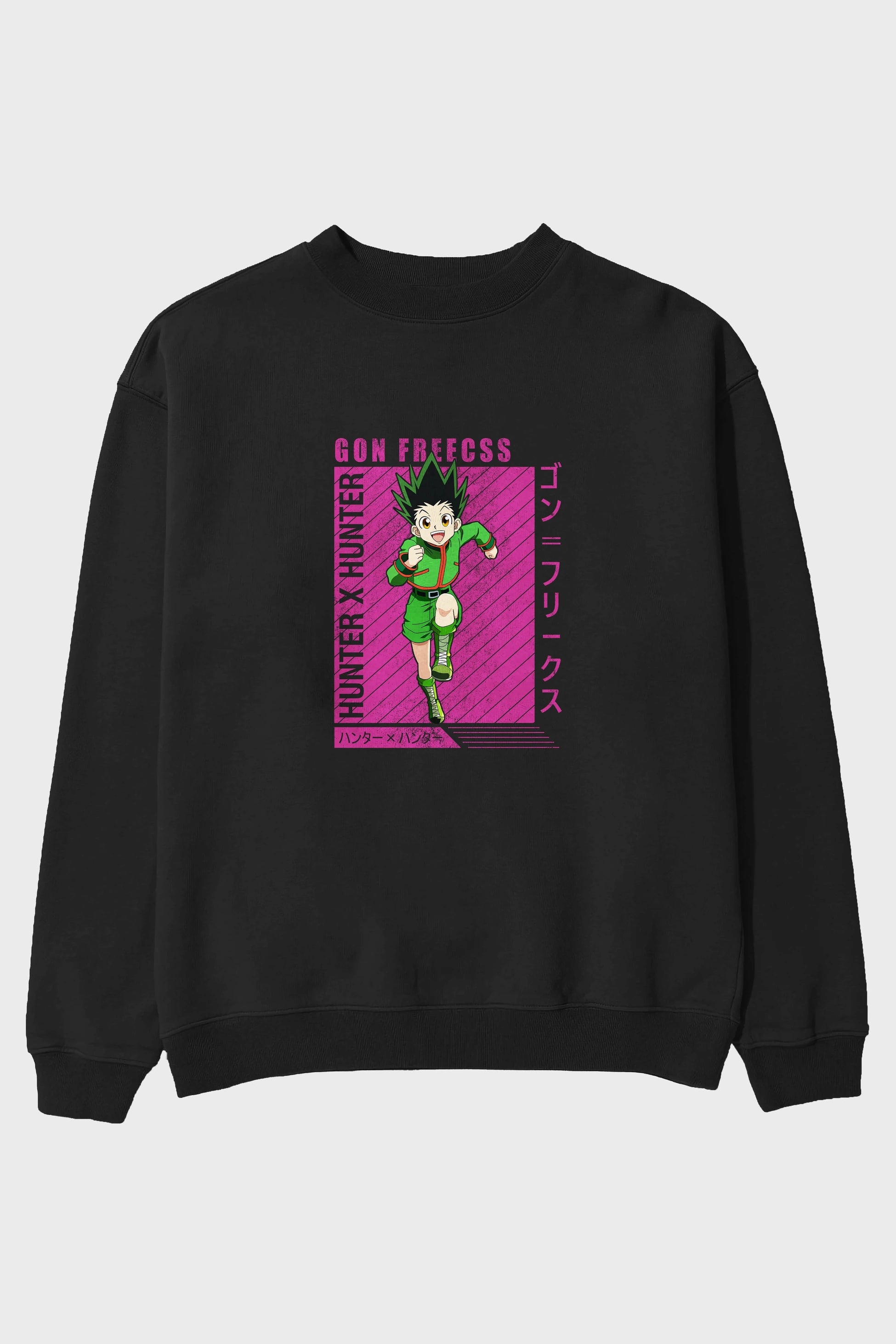 Gon Freecss HUNTER X HUNTER 3 Anime Ön Baskılı Oversize Sweatshirt Erkek Kadın Unisex