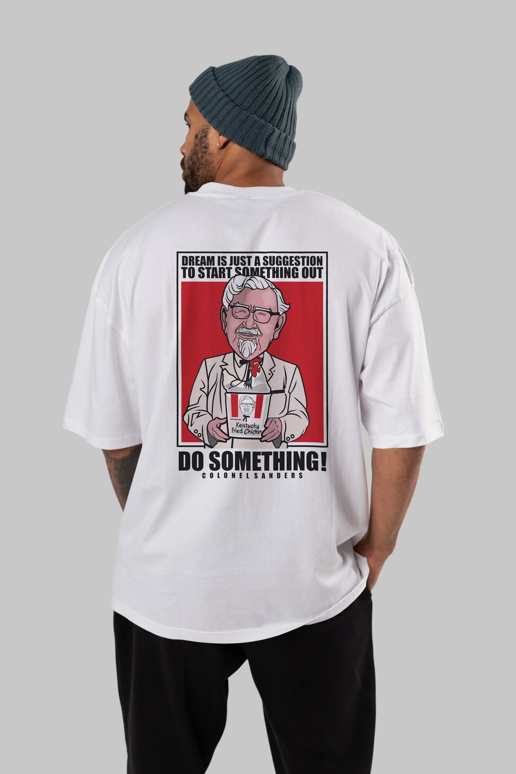 Colonel Sanders Arka Baskılı Oversize t-shirt Erkek Kadın Unisex %100 Pamuk tişort