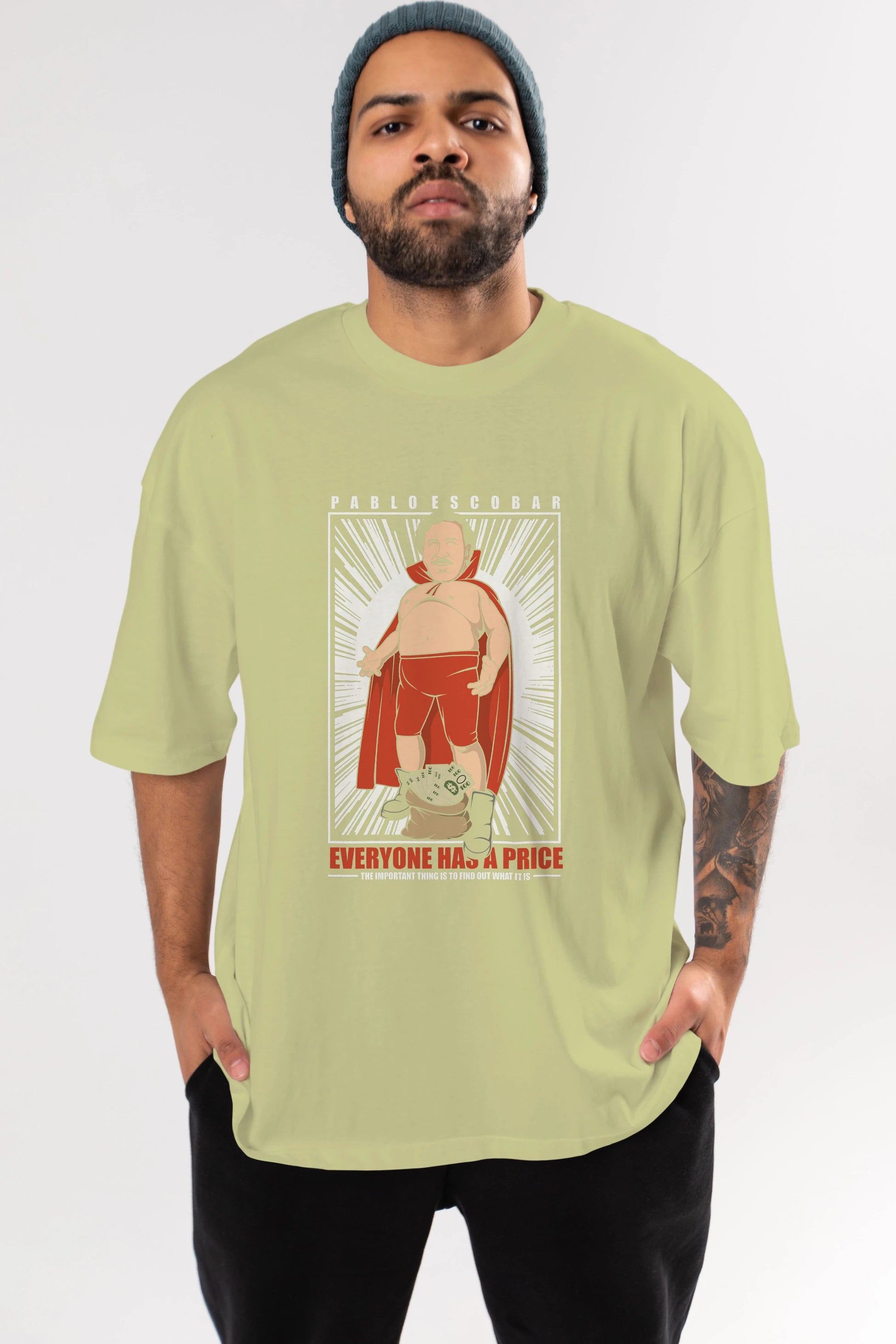 Pablo Escobar Luchador Ön Baskılı Oversize t-shirt Erkek Kadın Unisex %100 Pamuk tişort