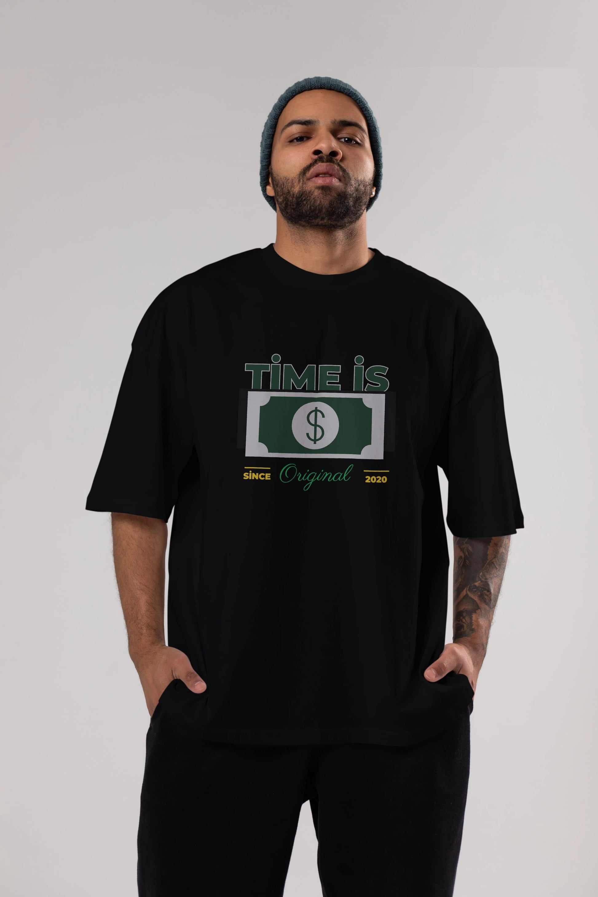 Time is Original Ön Baskılı Oversize t-shirt Erkek Kadın Unisex