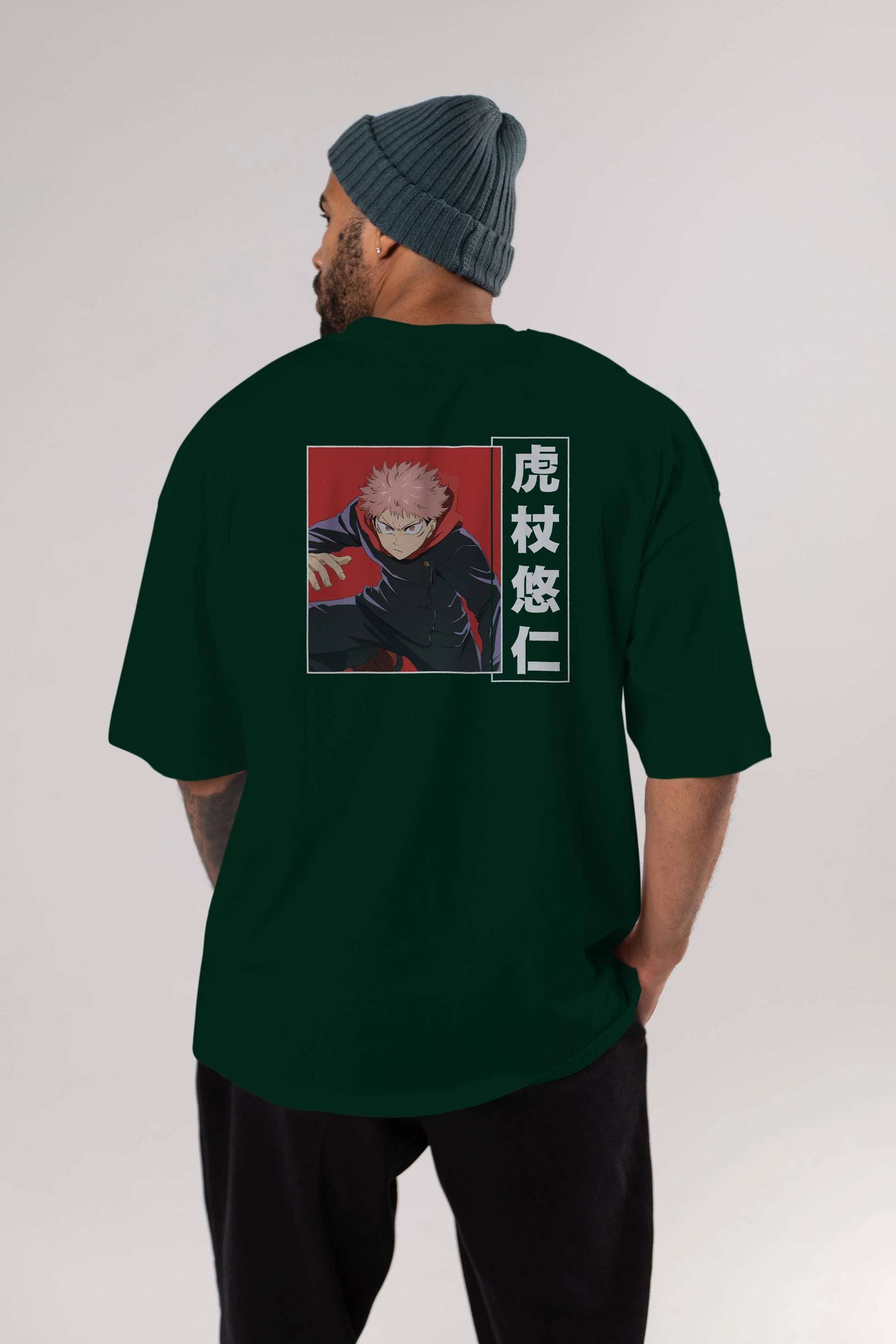 Yuuji Itadori 2 Anime Arka Baskılı Oversize t-shirt Erkek Kadın Unisex