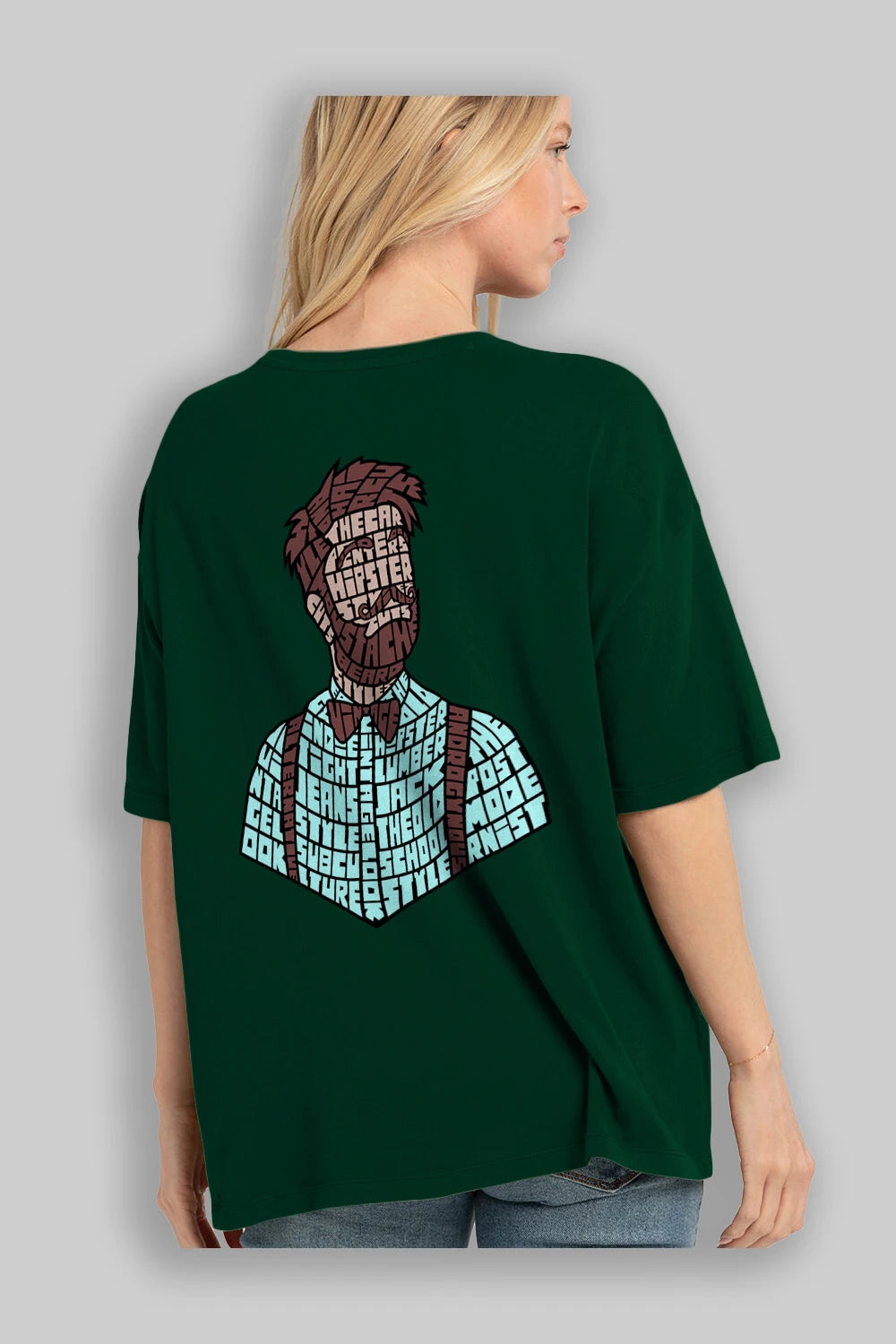 Hipster (2) Arka Baskılı Oversize t-shirt %100 pamuk Erkek Kadın Unisex