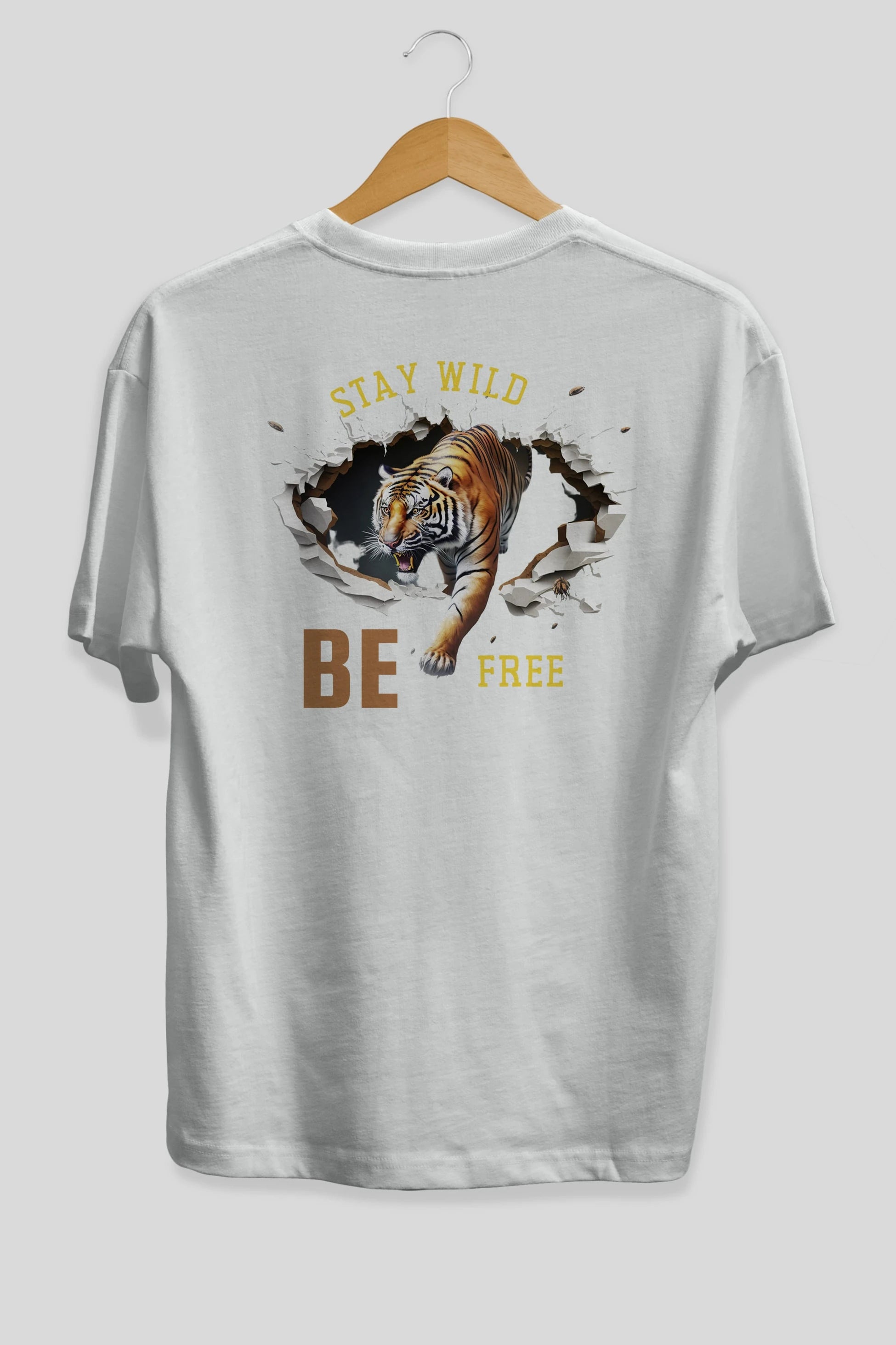 Stay Wild Be Free Yazılı Arka Baskılı Oversize t-shirt Erkek Kadın Unisex