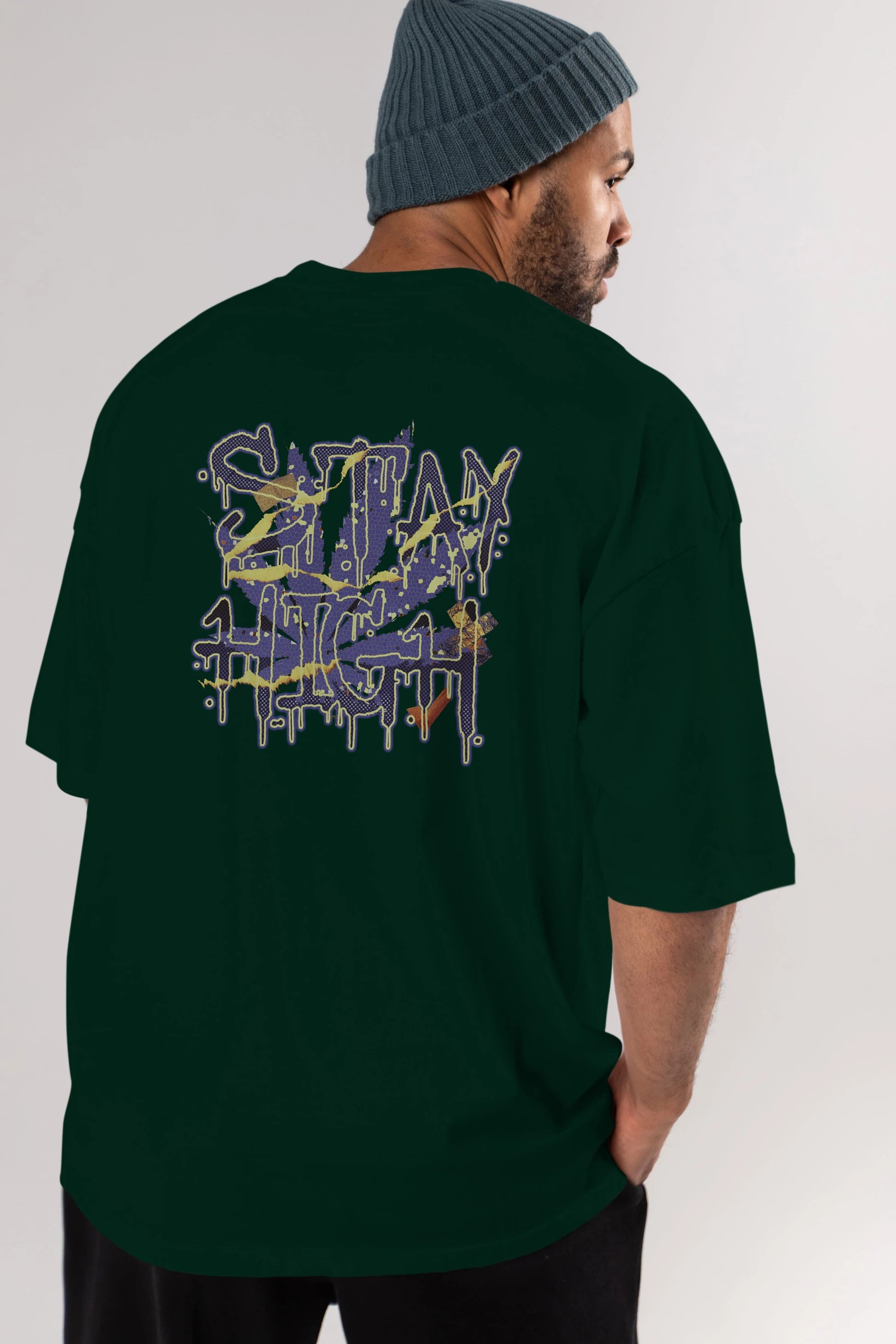Stay High Arka Baskılı Oversize t-shirt Erkek Kadın Unisex