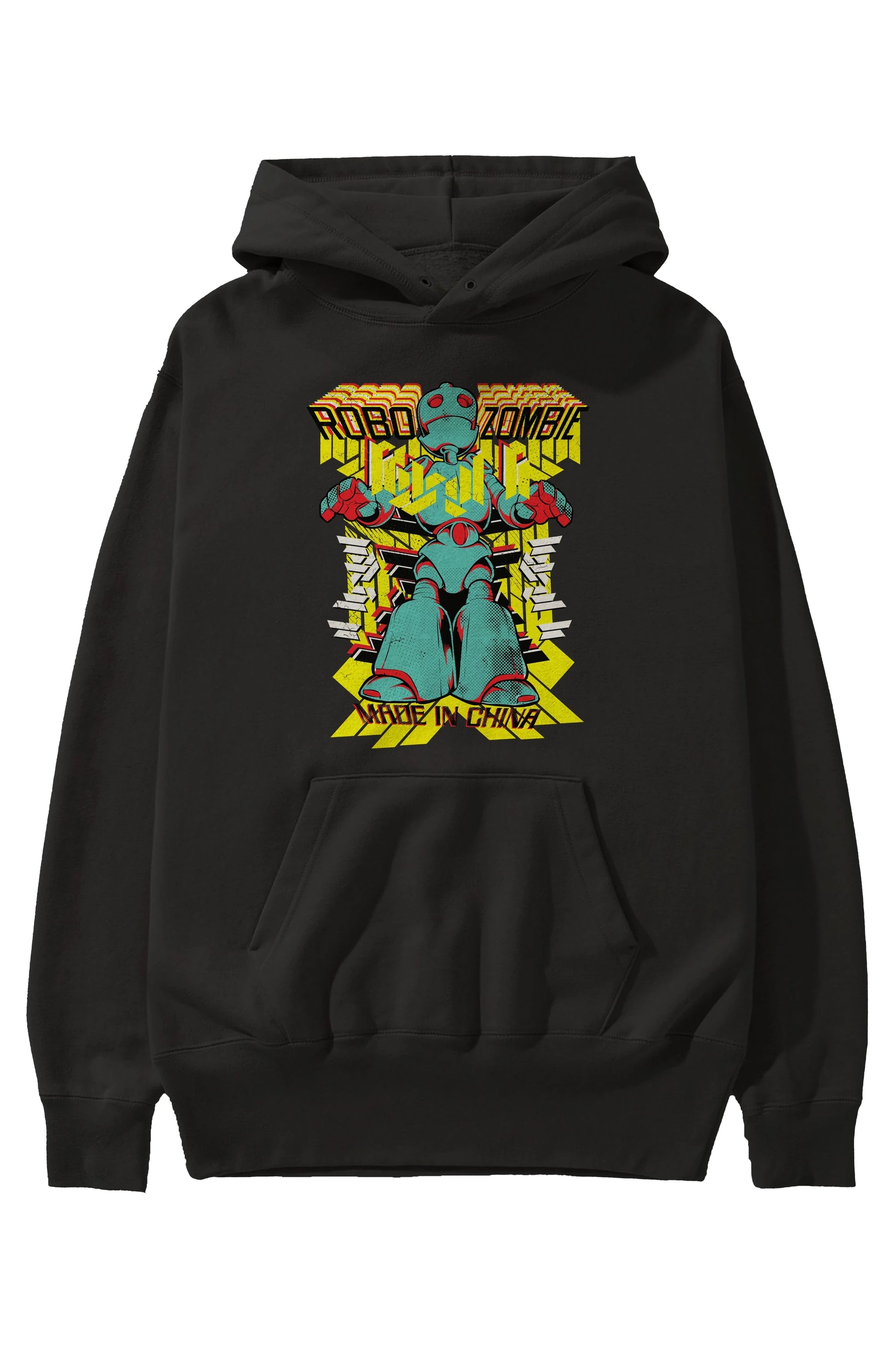 Robo Zombie Ön Baskılı Hoodie Oversize Kapüşonlu Sweatshirt Erkek Kadın Unisex