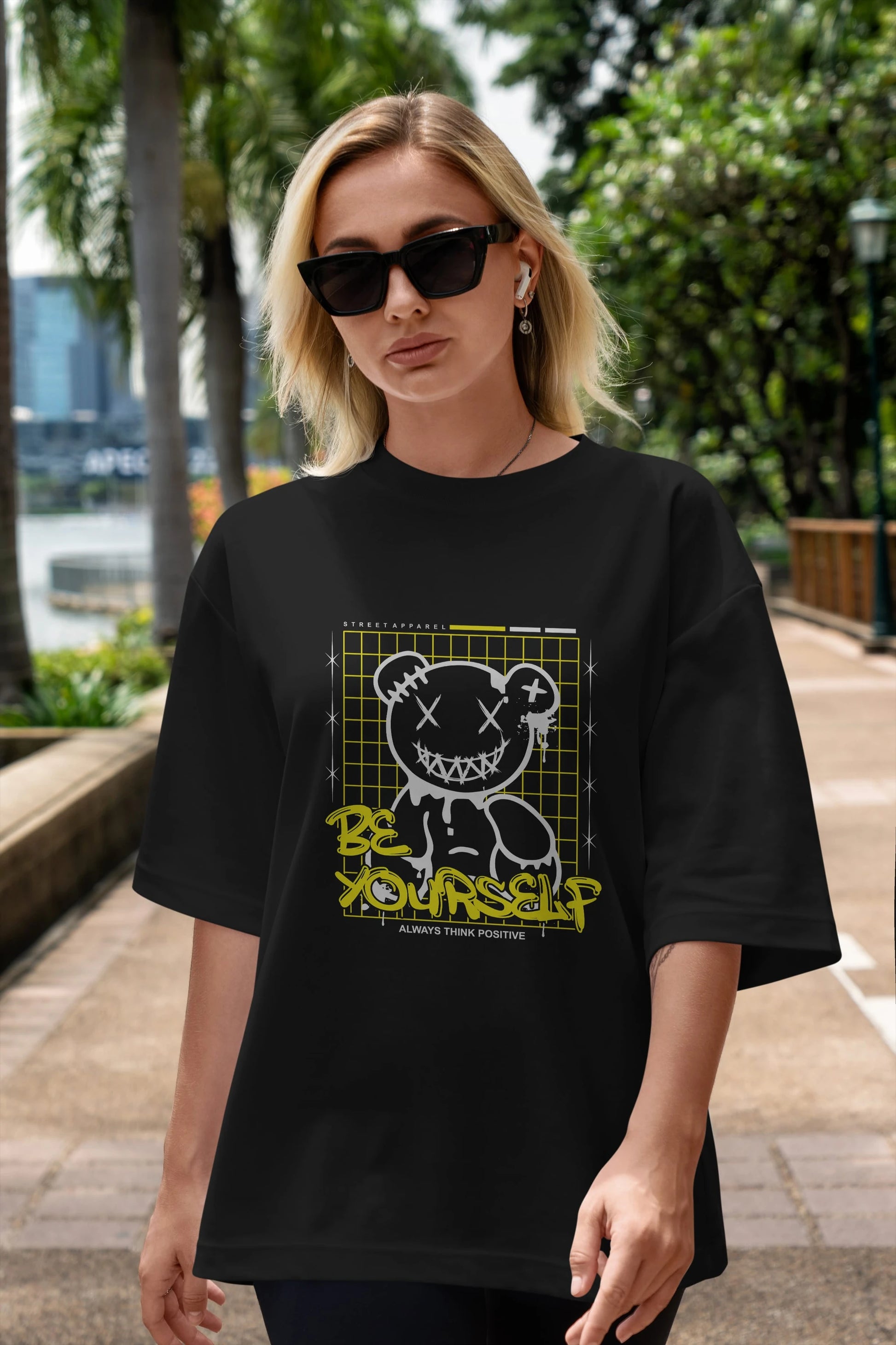 Teddy Bear Be Yourself Ön Baskılı Oversize t-shirt Erkek Kadın Unisex