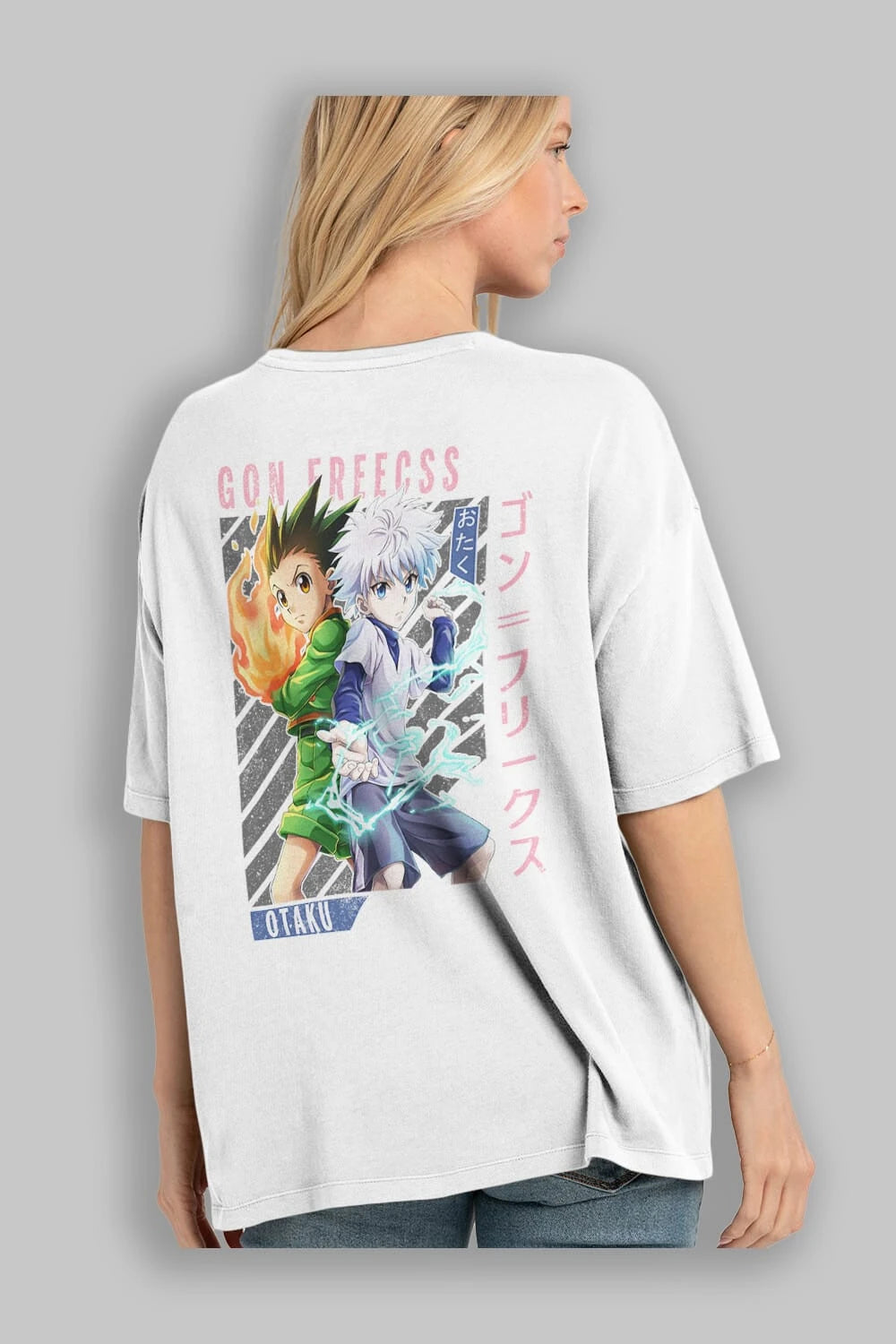 Gon Freecss HUNTER X HUNTER 1 Anime Arka Baskılı Oversize t-shirt Erkek Kadın Unisex