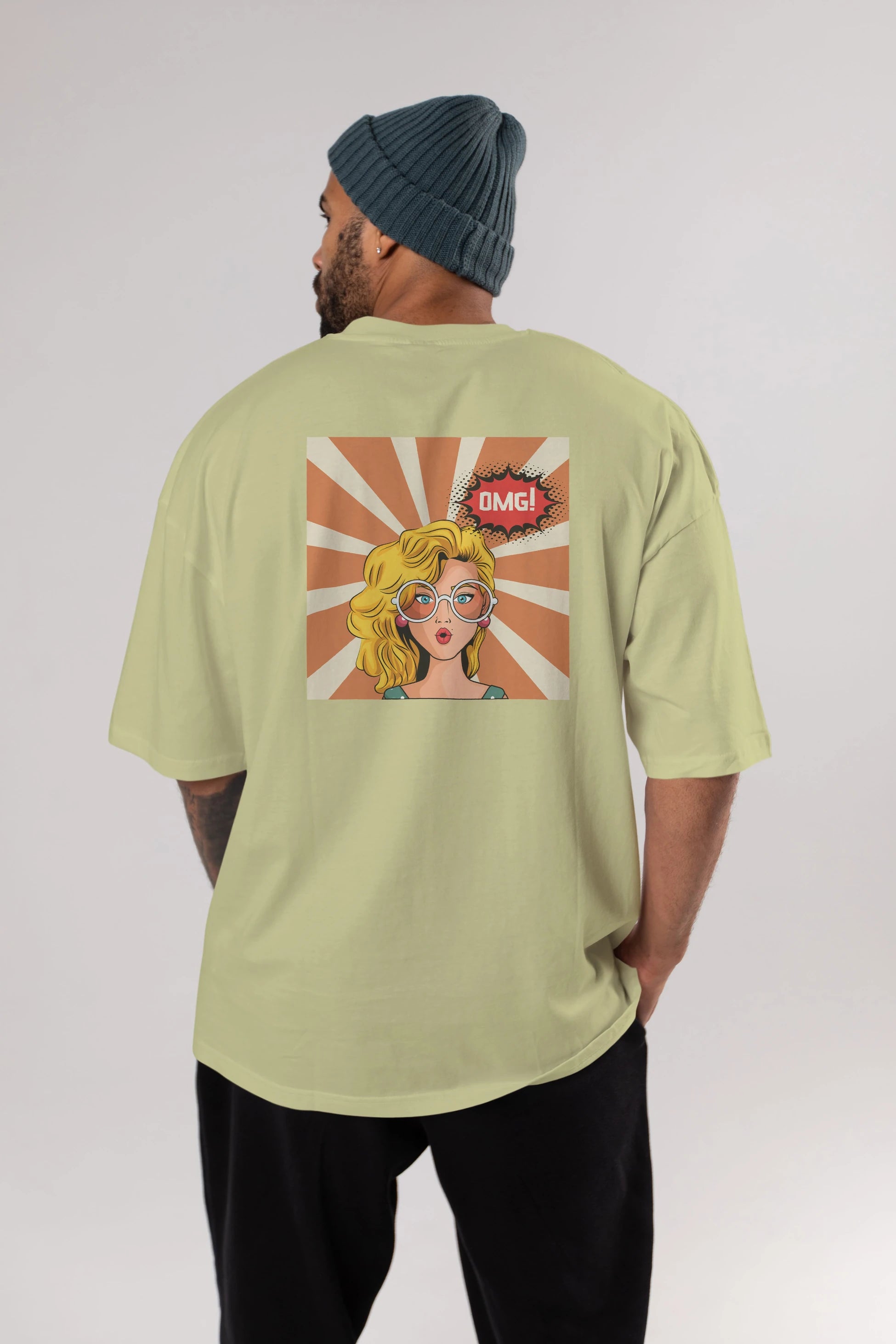 OMG Yazılı Retro Arka Baskılı Oversize t-shirt Erkek Kadın Unisex