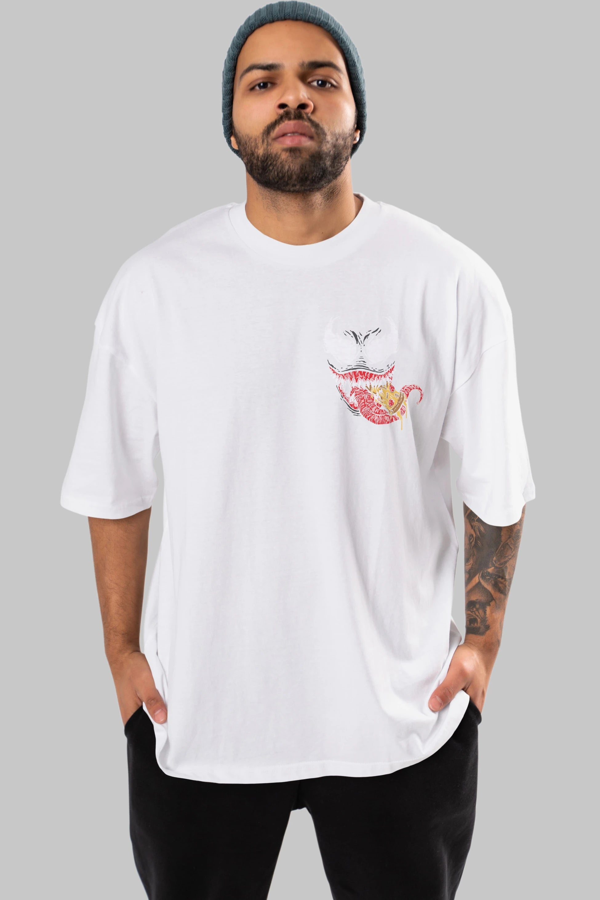 Venom (1) Ön Sol Baskılı Oversize t-shirt Erkek Kadın Unisex %100 Pamuk Bisiklet Yaka tişort
