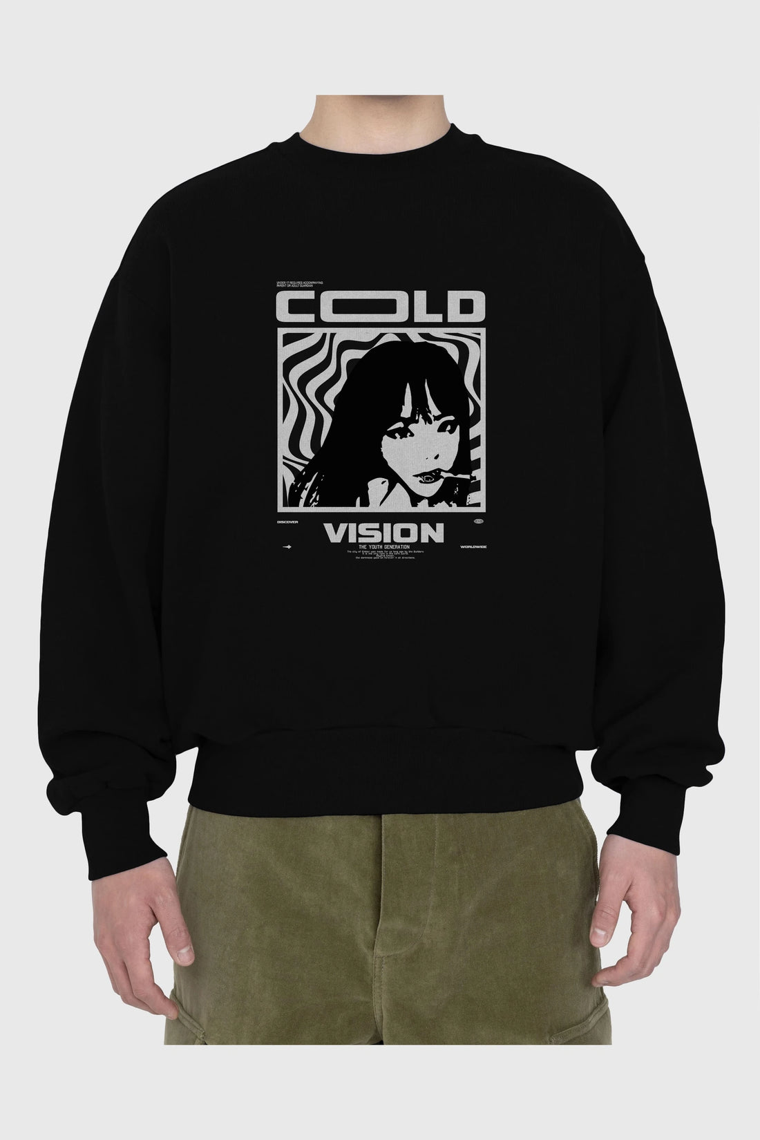 Cold Vision Ön Baskılı Oversize Sweatshirt Erkek Kadın Unisex