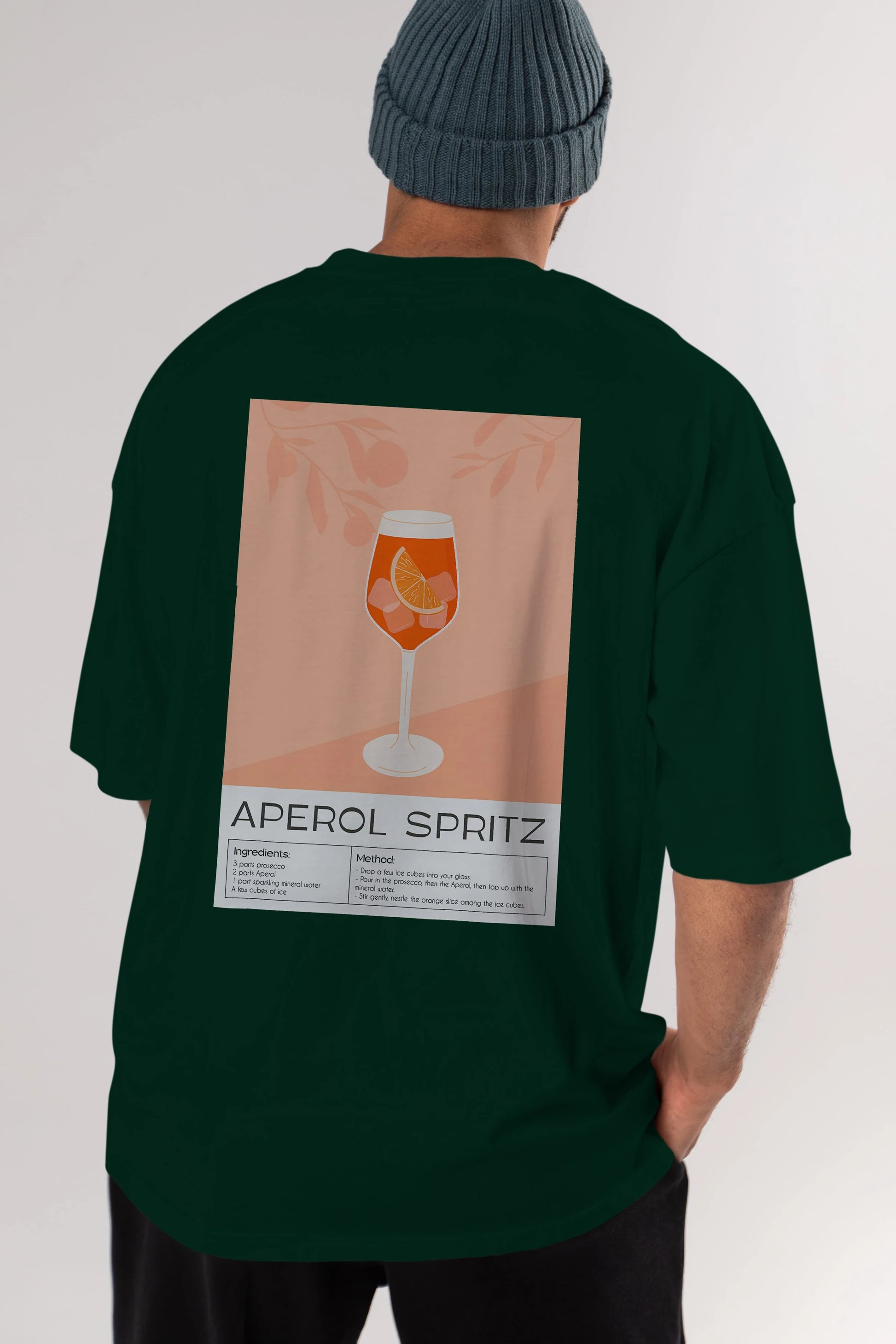 Aperol Spritz 7 Arka Baskılı Oversize t-shirt Erkek Kadın Unisex %100 Pamuk Bisiklet Yaka tişort
