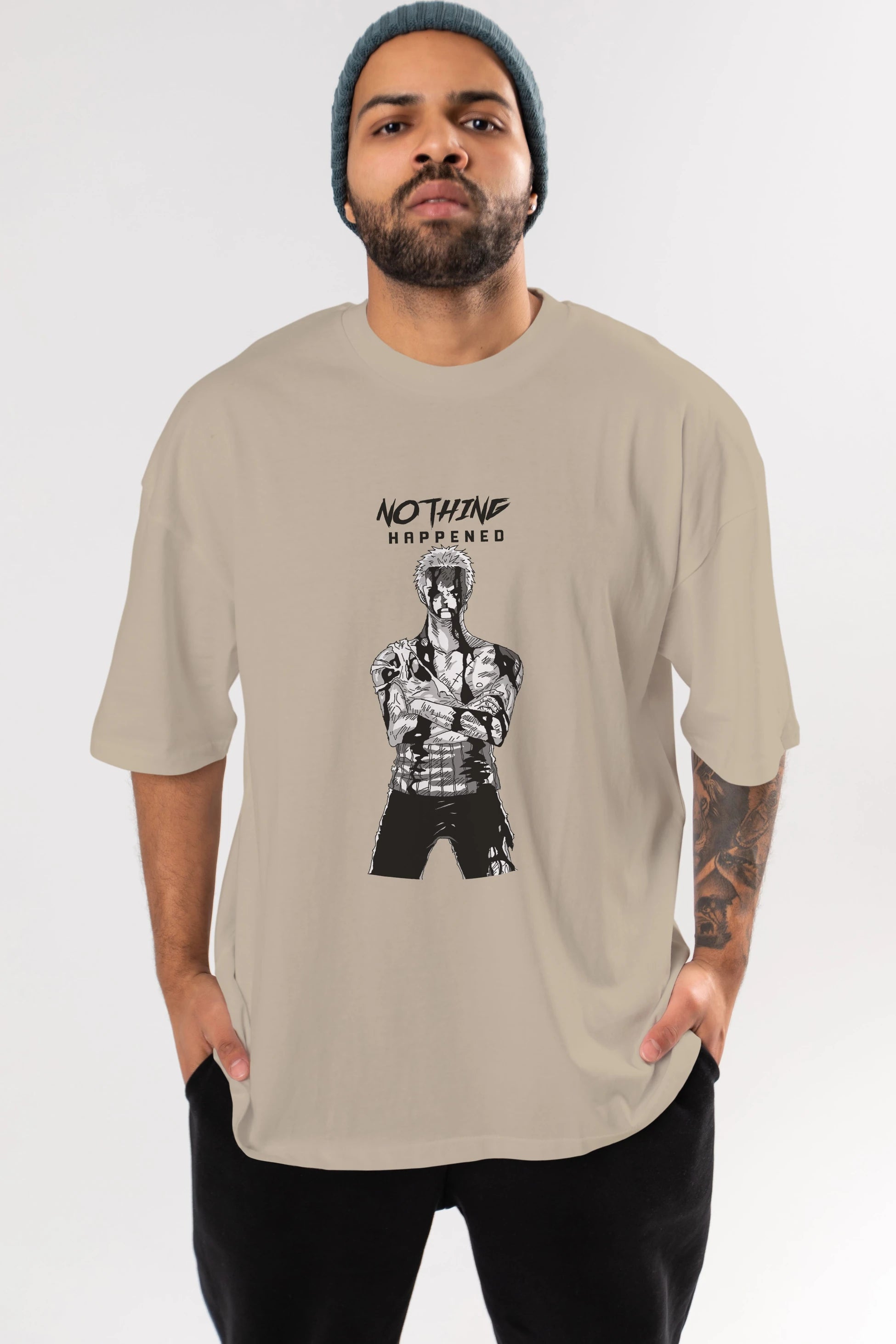 Roronoa Zoro 3 Anime Ön Baskılı Oversize t-shirt Erkek Kadın Unisex