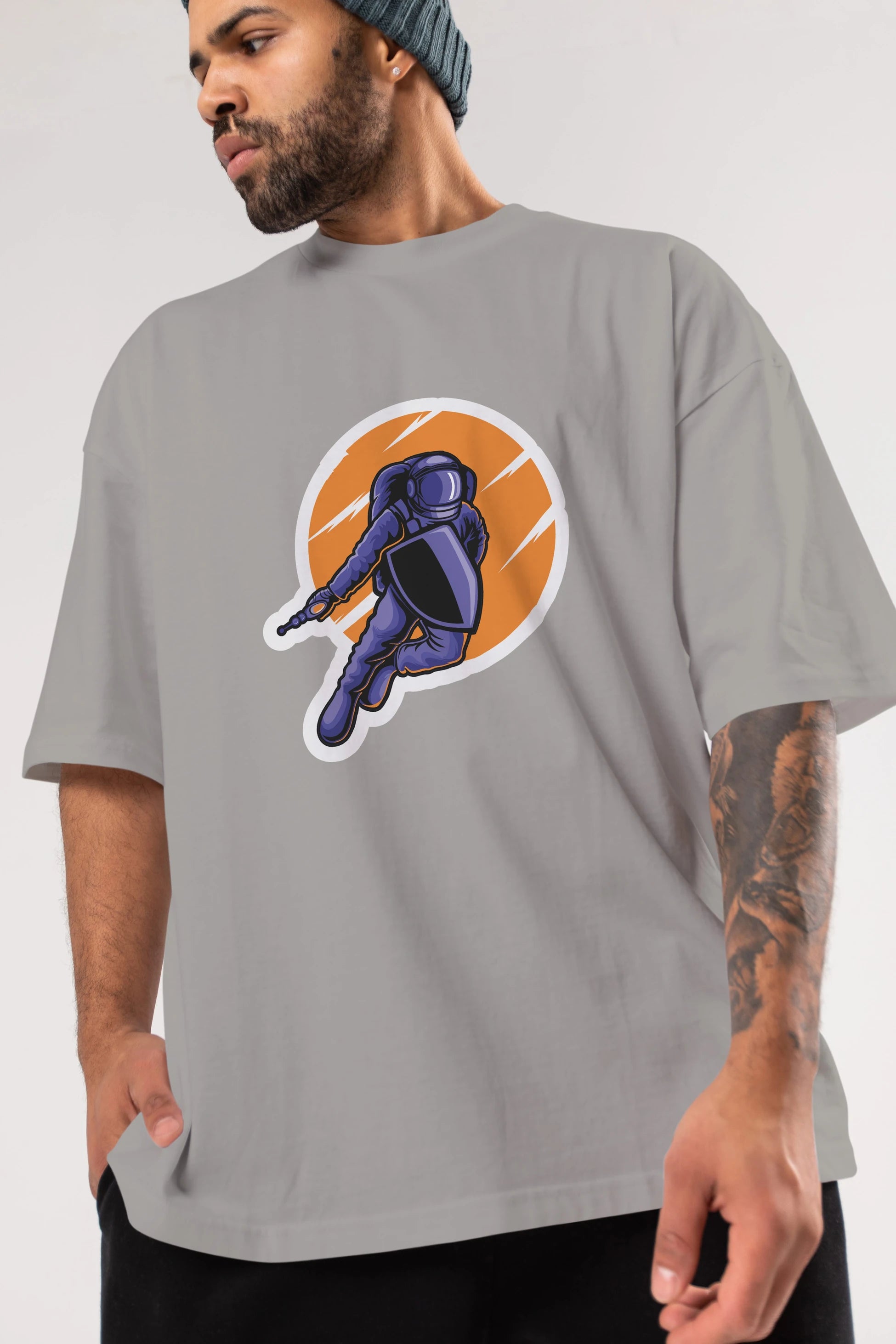 Astro Wars Sticker Ön Baskılı Oversize t-shirt Erkek Kadın Unisex