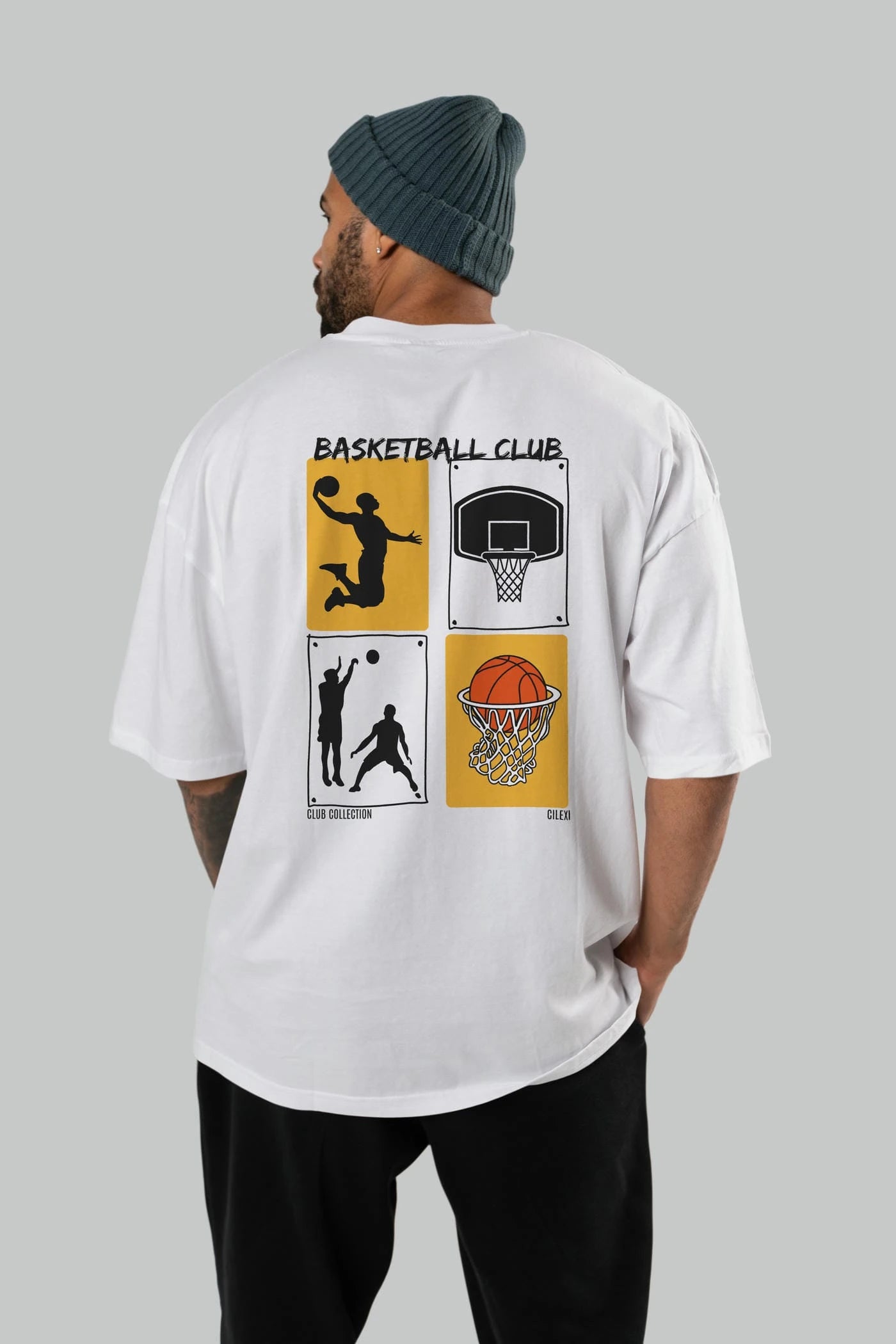 Basketball Club Arka Baskılı Oversize t-shirt Erkek Kadın %100 Pamuk Bisiklet Yaka tişort