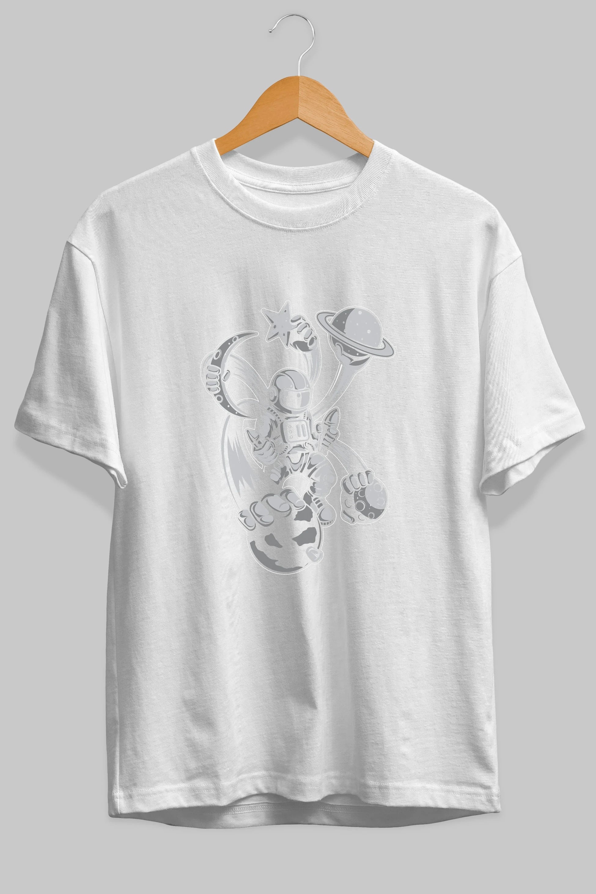 Astronaut Multiple Hands Ön Baskılı Oversize t-shirt Erkek Kadın Unisex