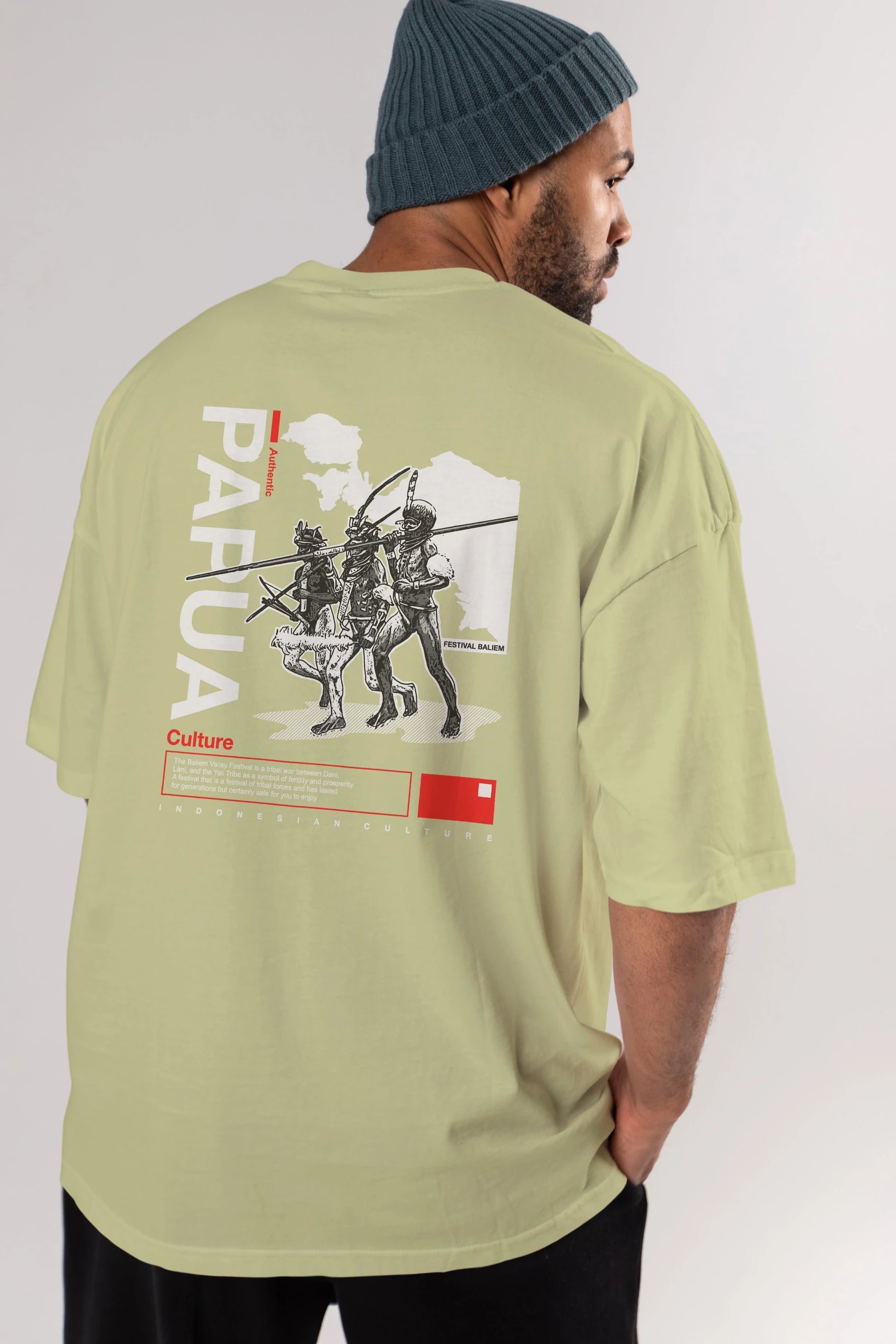 Papua Culture Arka Baskılı Oversize t-shirt Erkek Kadın Unisex