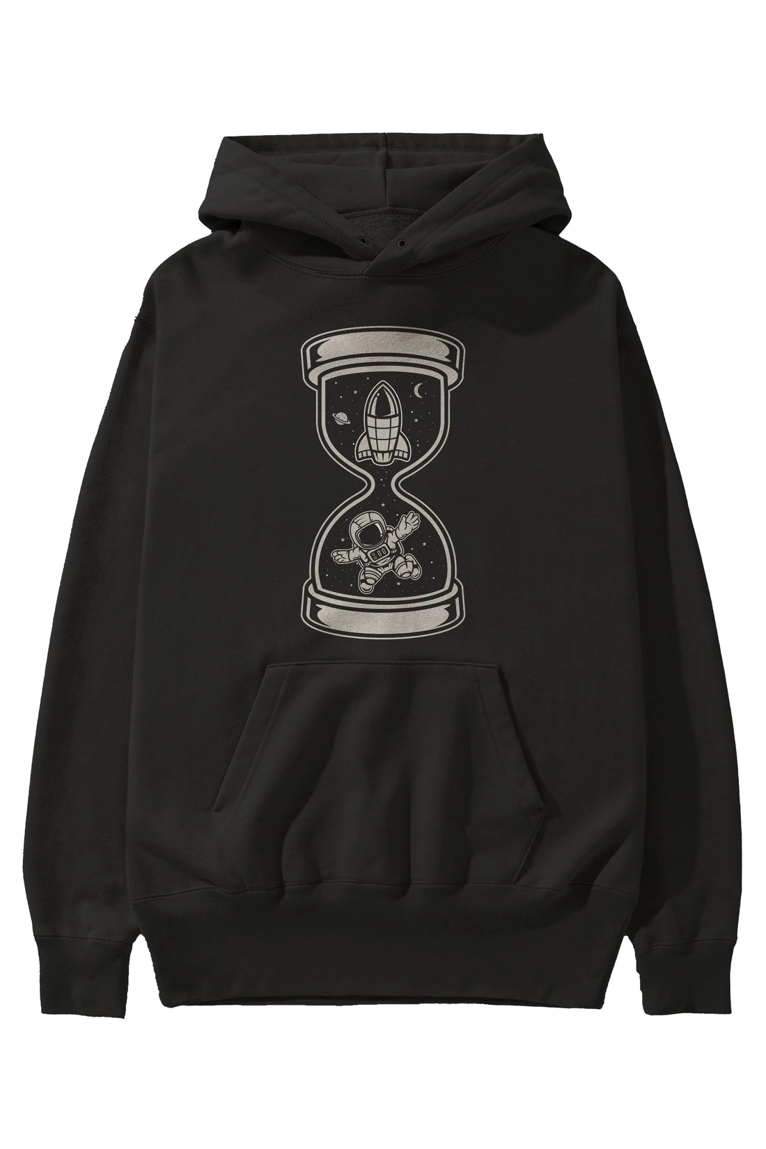 Astronaut Time Ön Baskılı Hoodie Oversize Kapüşonlu Sweatshirt Erkek Kadın Unisex