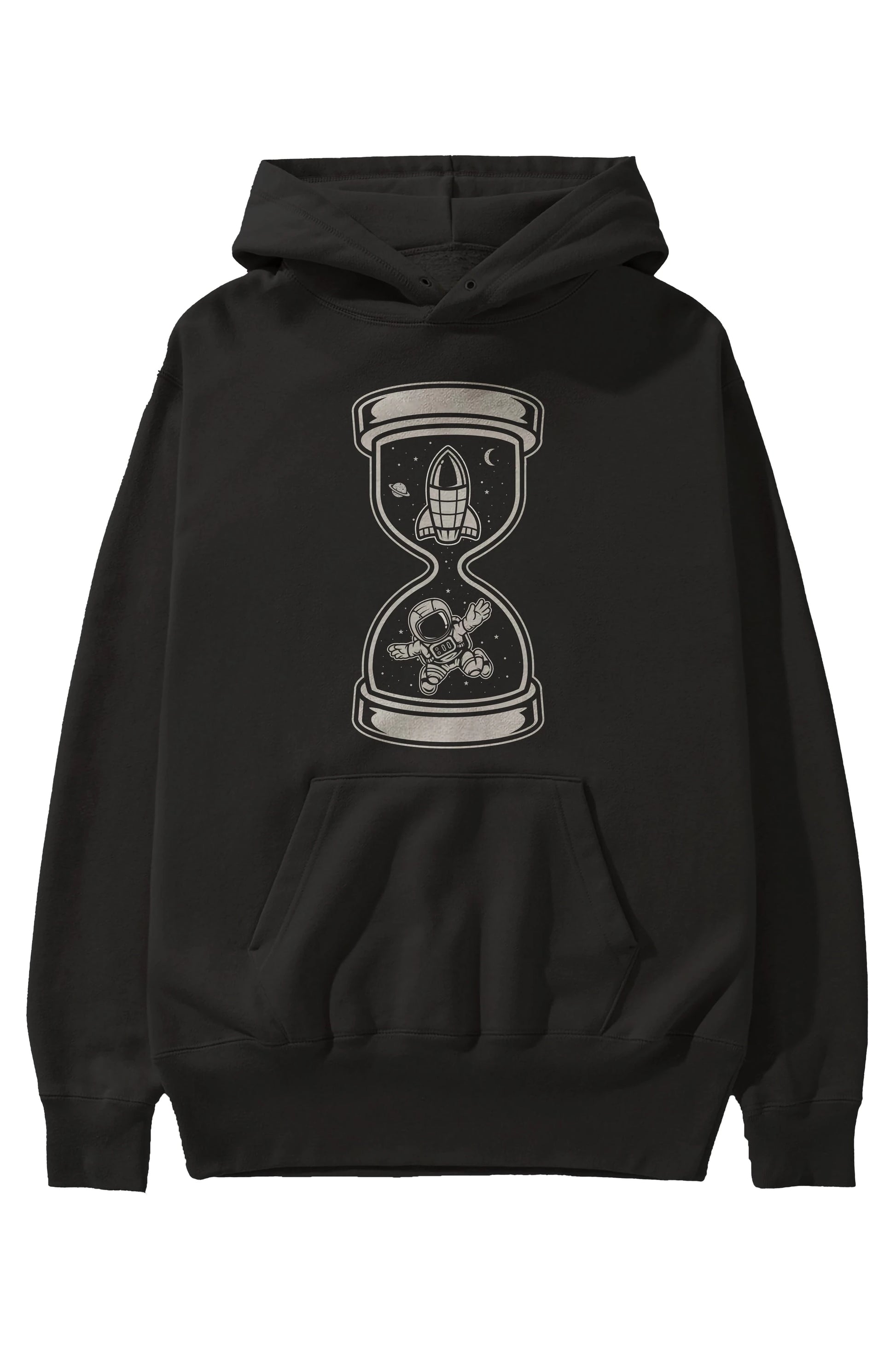 Astronaut Time Ön Baskılı Hoodie Oversize Kapüşonlu Sweatshirt Erkek Kadın Unisex