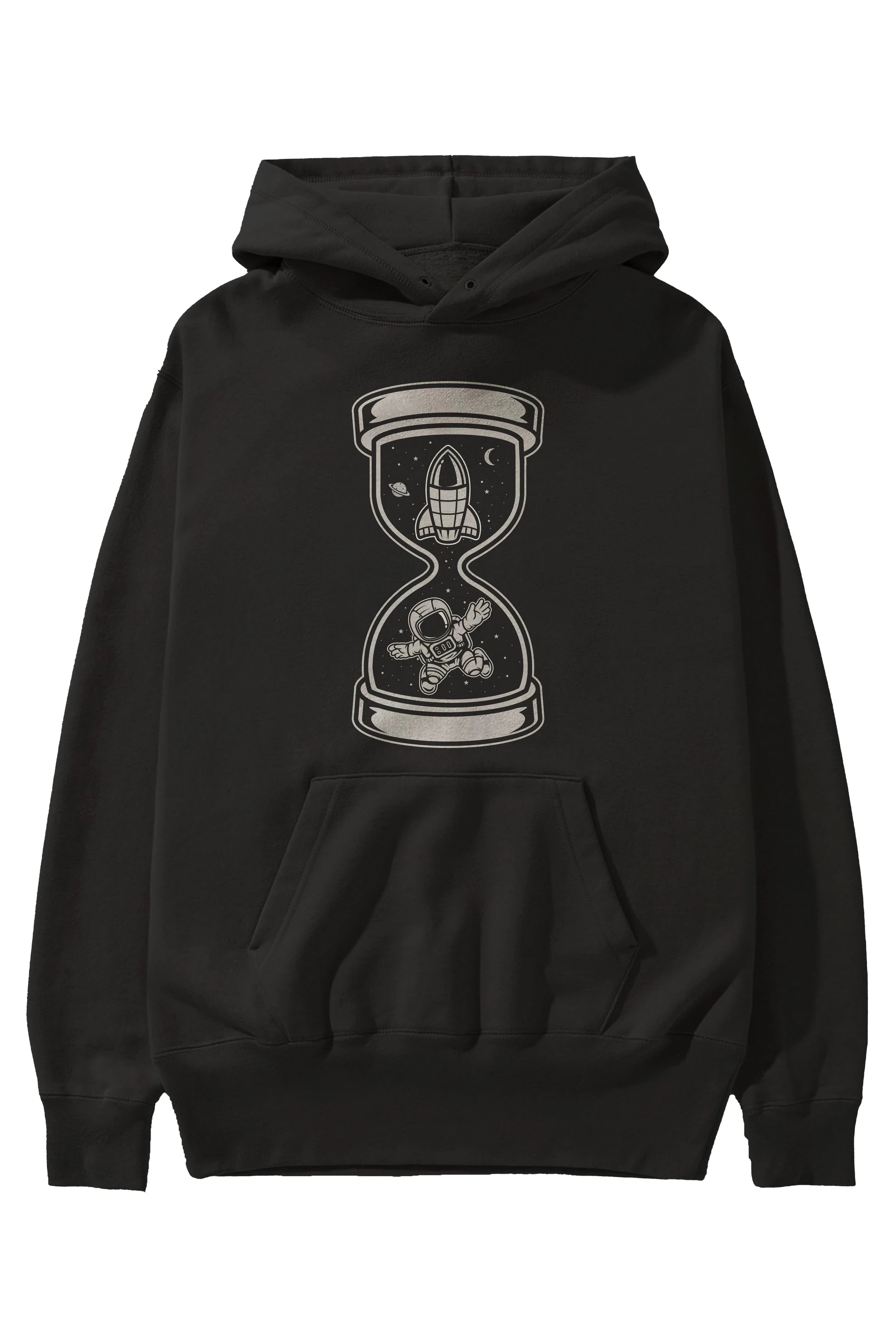 Astronaut Time Ön Baskılı Hoodie Oversize Kapüşonlu Sweatshirt Erkek Kadın Unisex