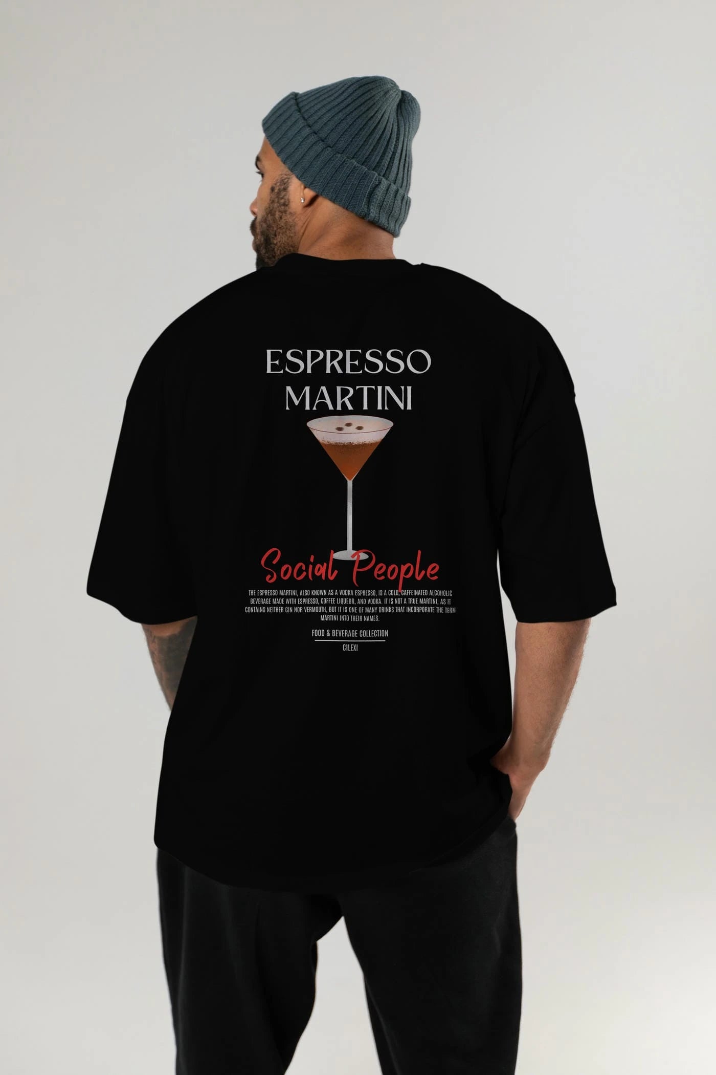 Espresso Martını Kokteyl Serisi Baskılı Oversize t-shirt Erkek Kadın Unisex %100 Pamuk Bisiklet Yaka tişort