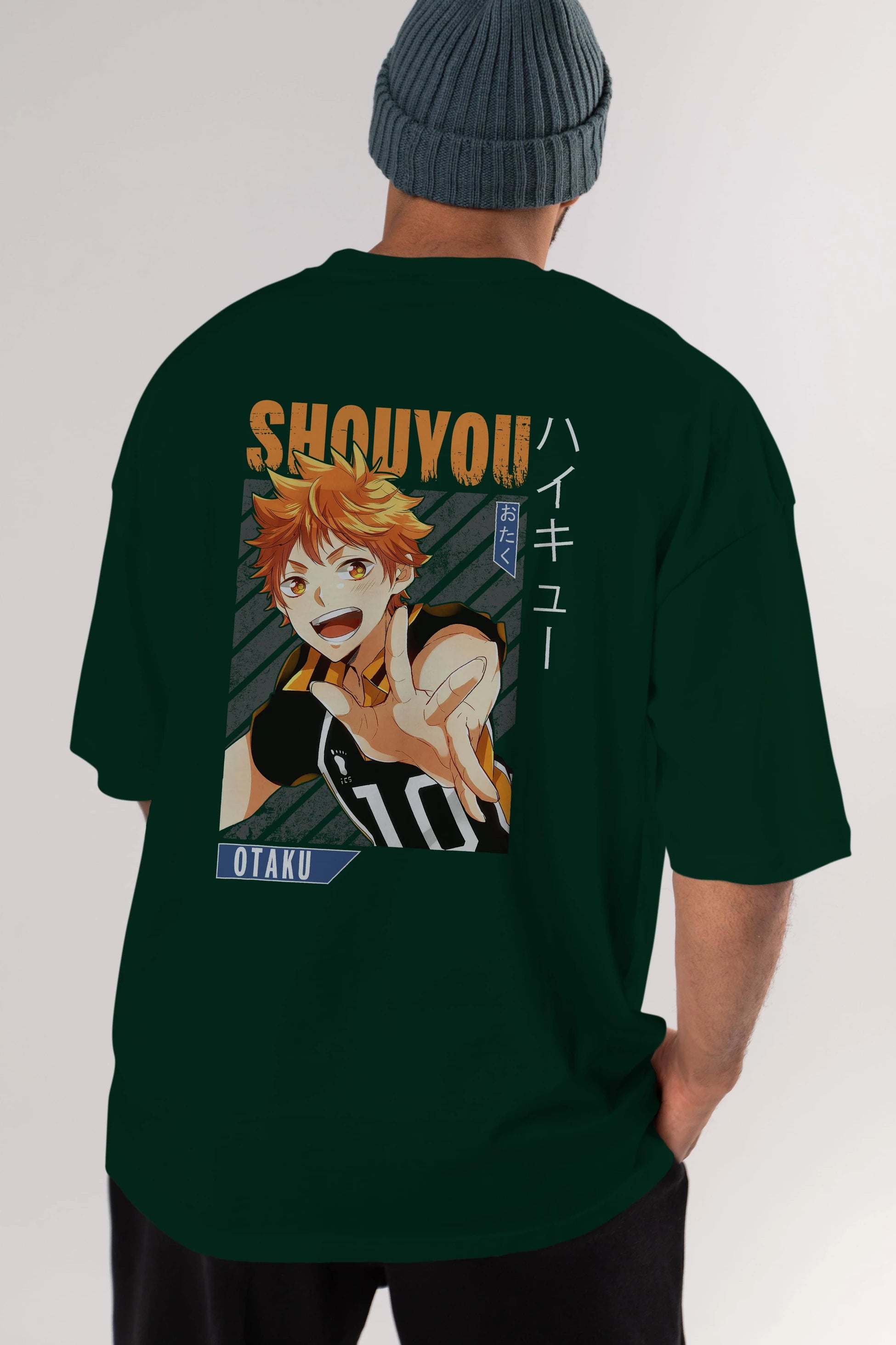 Shouyou Hinata 9 Anime Arka Baskılı Oversize t-shirt Erkek Kadın Unisex