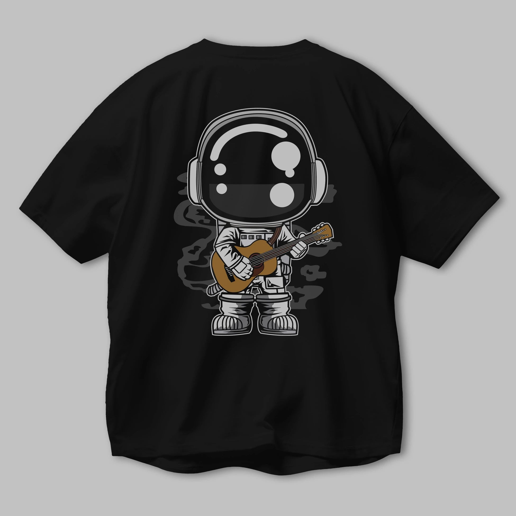 Astronaut Acoustic Guitar Arka Baskılı Oversize t-shirt Erkek Kadın Unisex