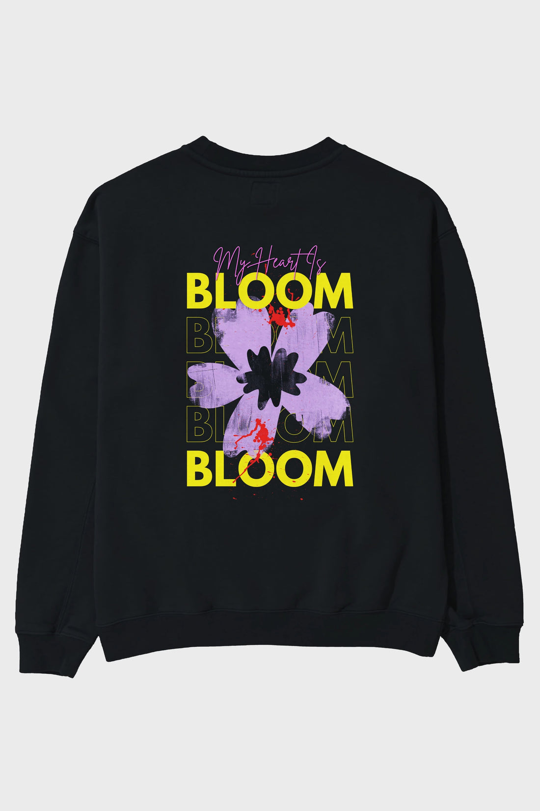 Bloom Yazılı Arka Baskılı Oversize Sweatshirt Erkek Kadın Unisex