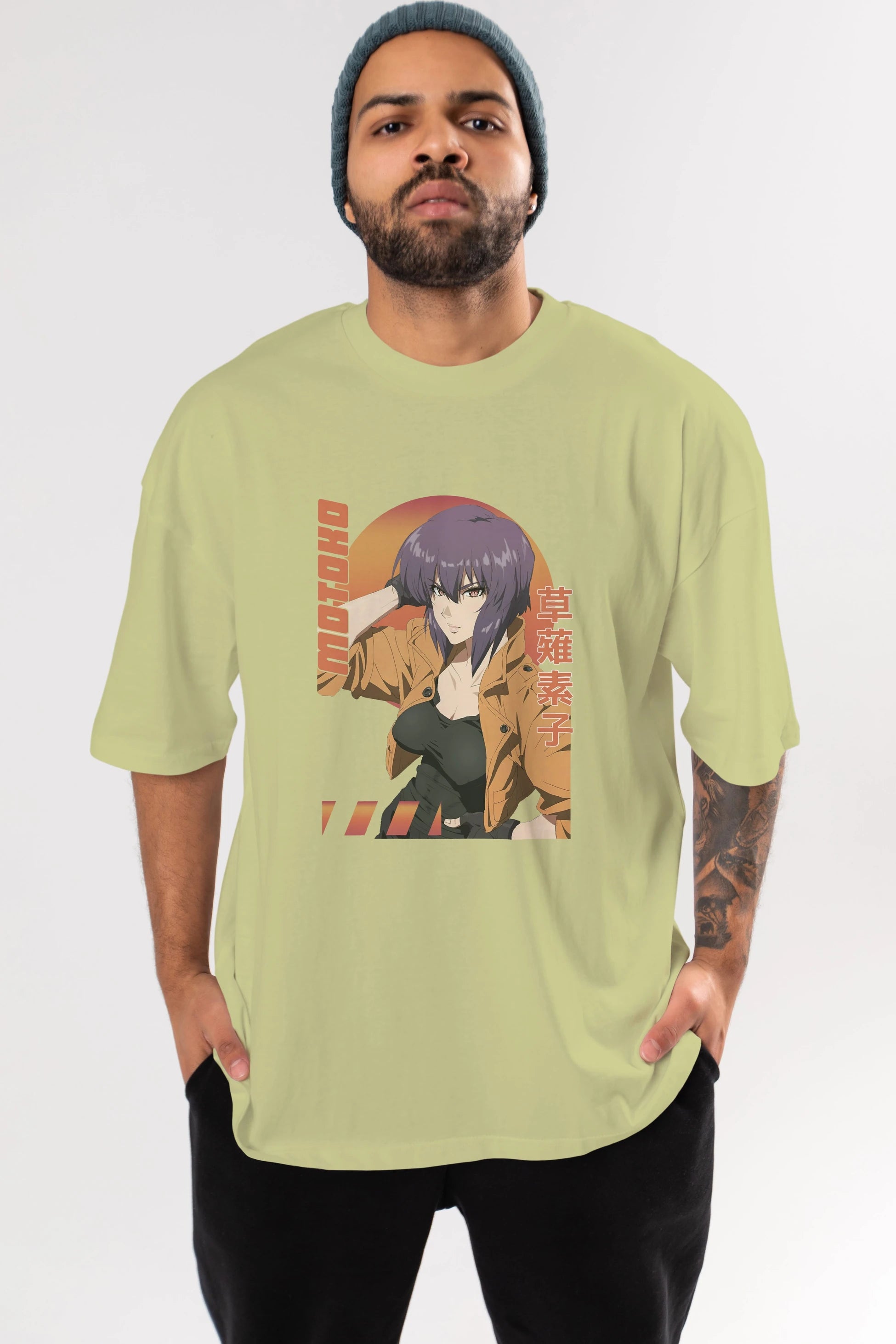 Motoko Kusanagi 9 Anime Ön Baskılı Oversize t-shirt %100 pamuk Erkek Kadın Unisex