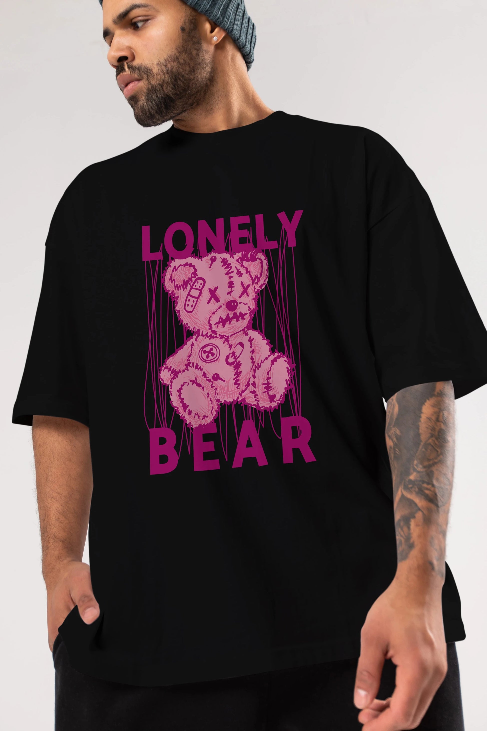 Lonely Bear Ön Baskılı Oversize t-shirt Erkek Kadın Unisex