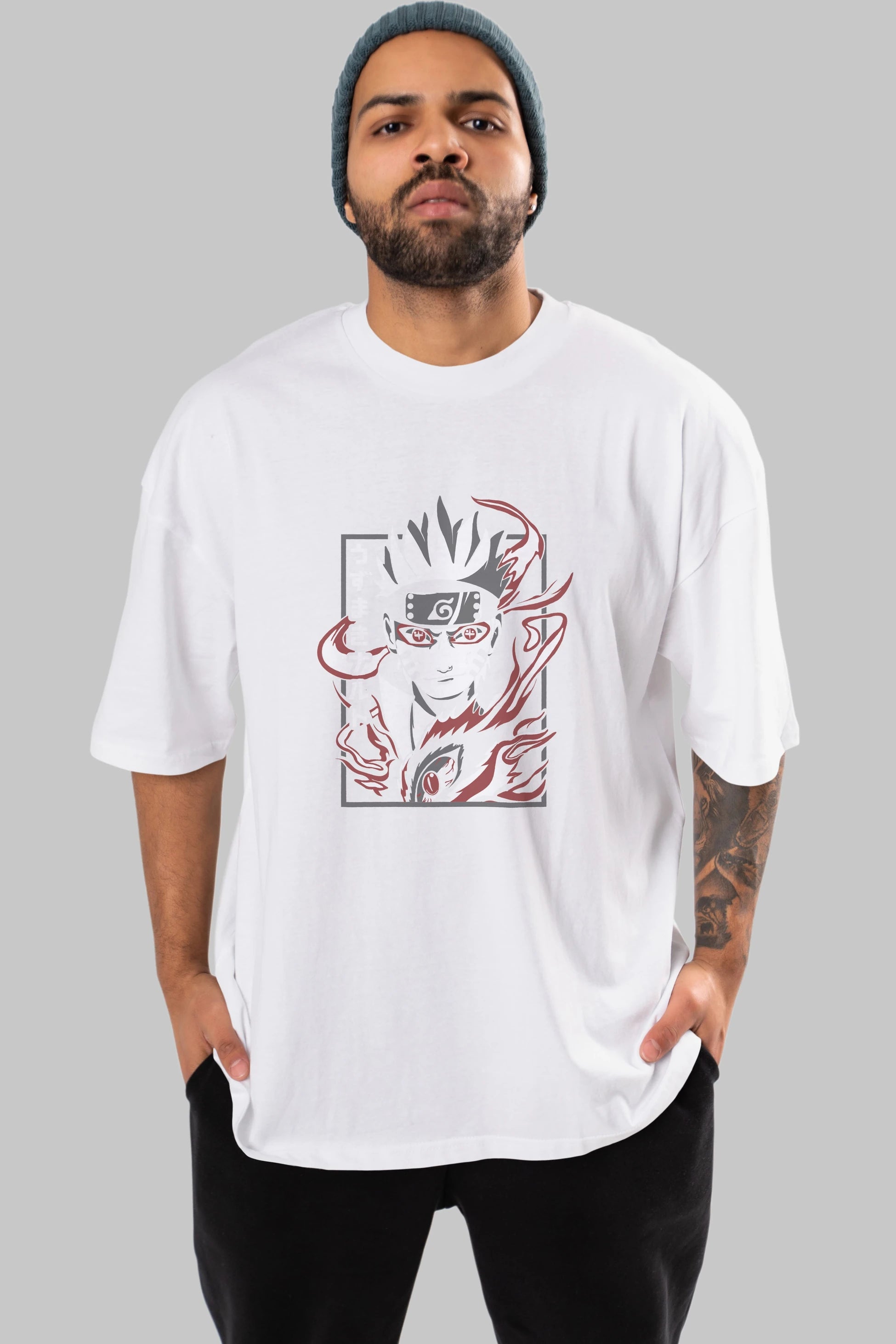 NarutoMod Anime Ön Baskılı Oversize t-shirt %100 pamuk Erkek Kadın Unisex