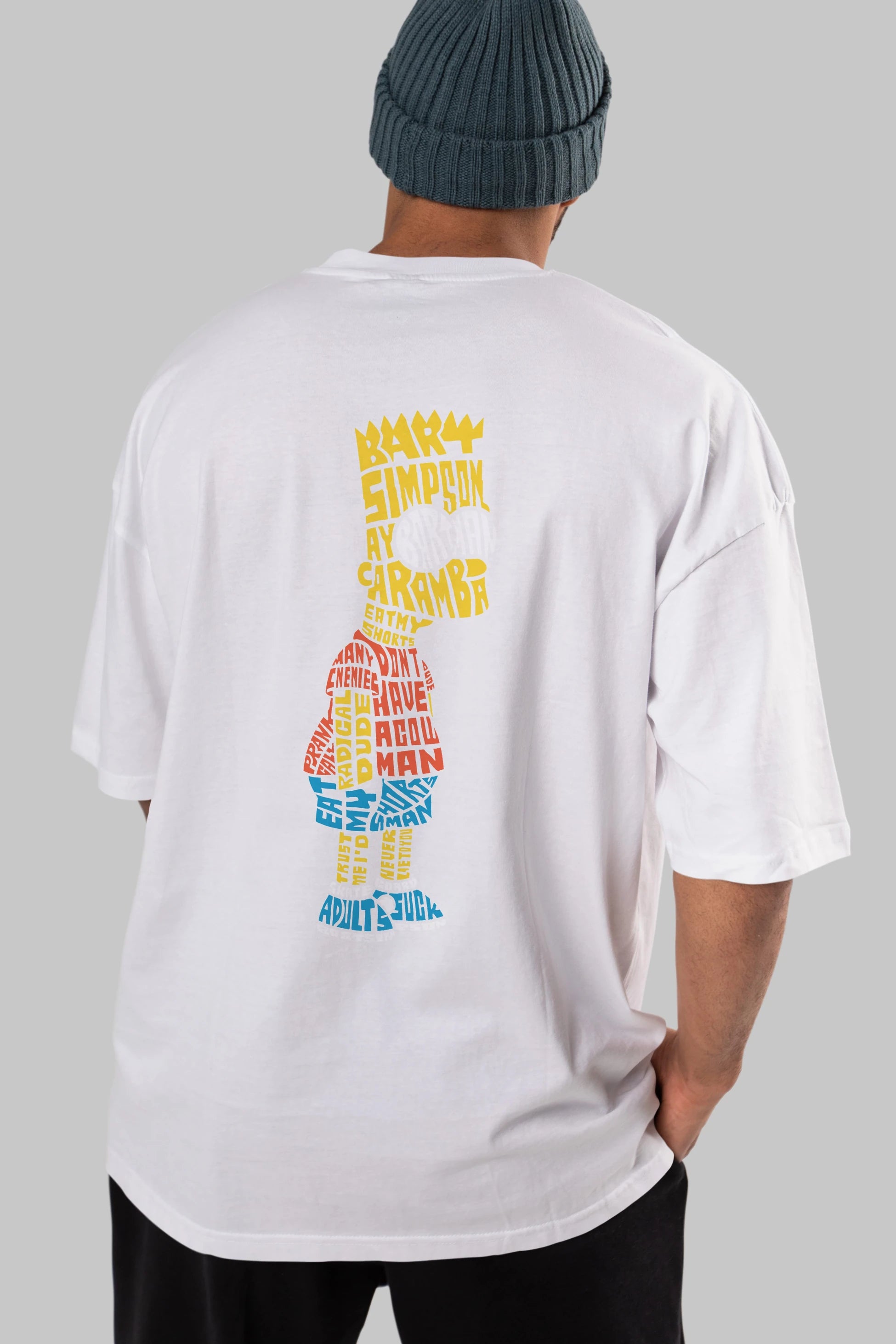 Bart Simpson Arka Baskılı Oversize t-shirt %100 pamuk Erkek Kadın Unisex