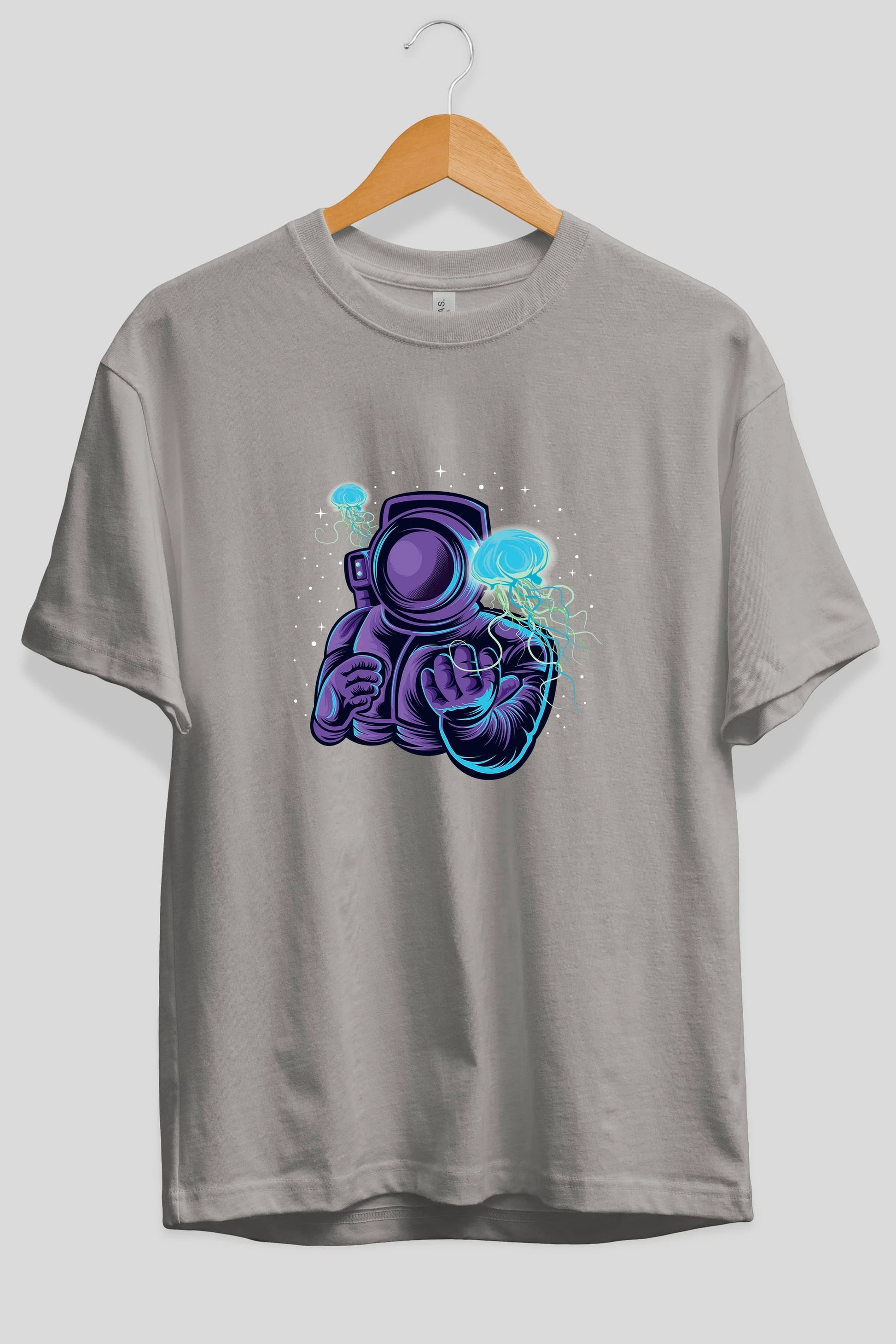 Astronaut and Jellyfish Ön Baskılı Oversize t-shirt Erkek Kadın Unisex