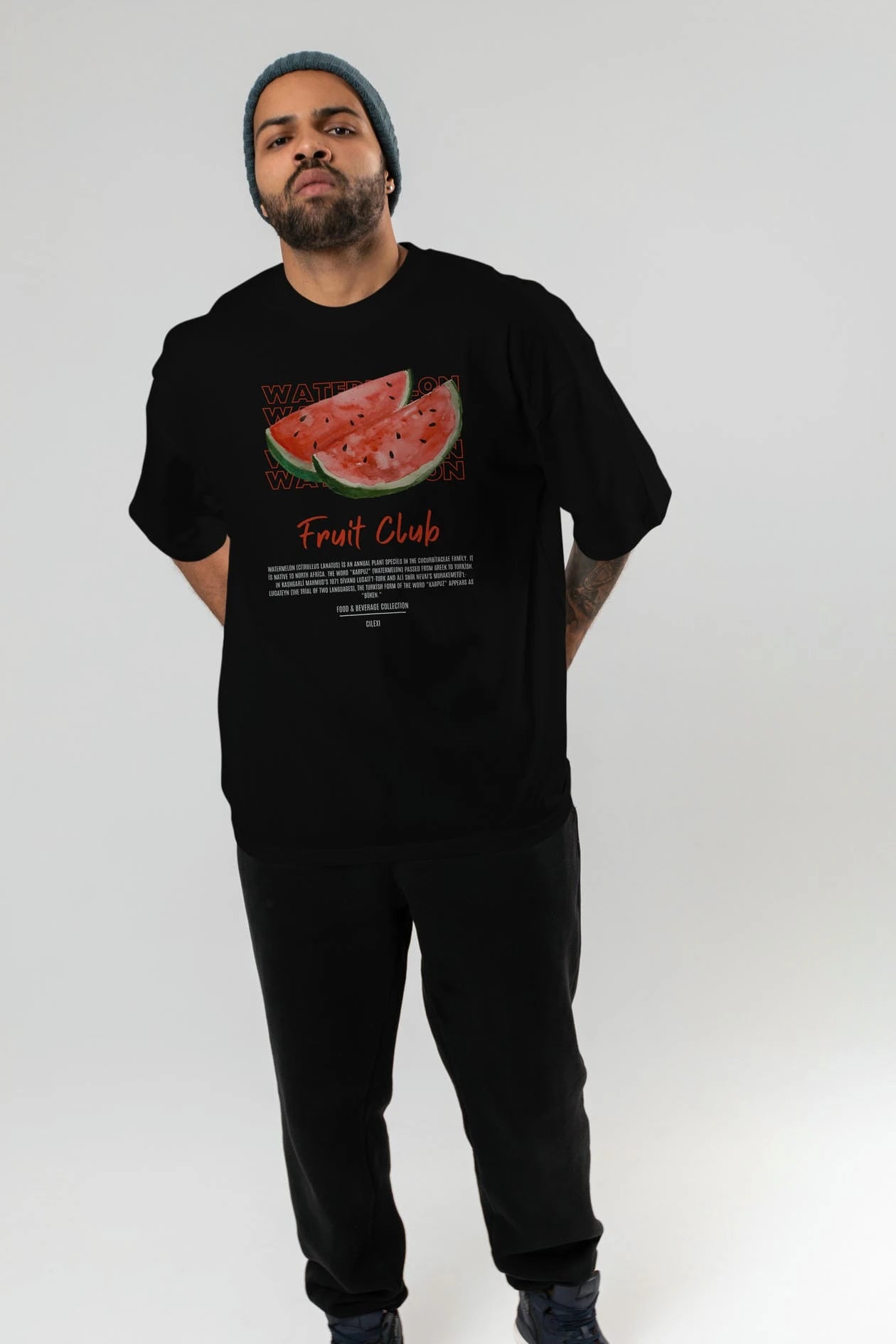 Watermelon Ön Baskılı Oversize t-shirt Erkek Kadın Pamuk Bisiklet Yaka tişort
