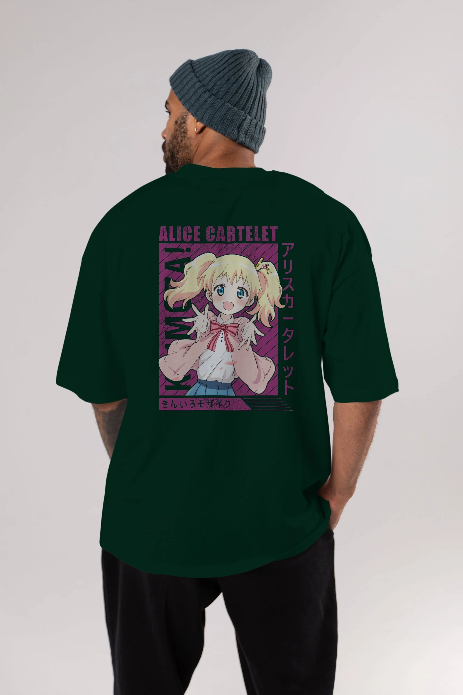 Alice Cartelet 12 Anime Arka Baskılı Oversize t-shirt Erkek Kadın Unisex