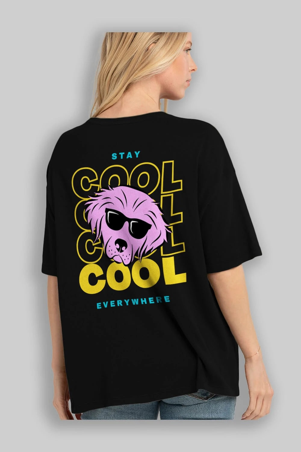 Cool Dog 2 Arka Baskılı Oversize t-shirt Erkek Kadın Unisex