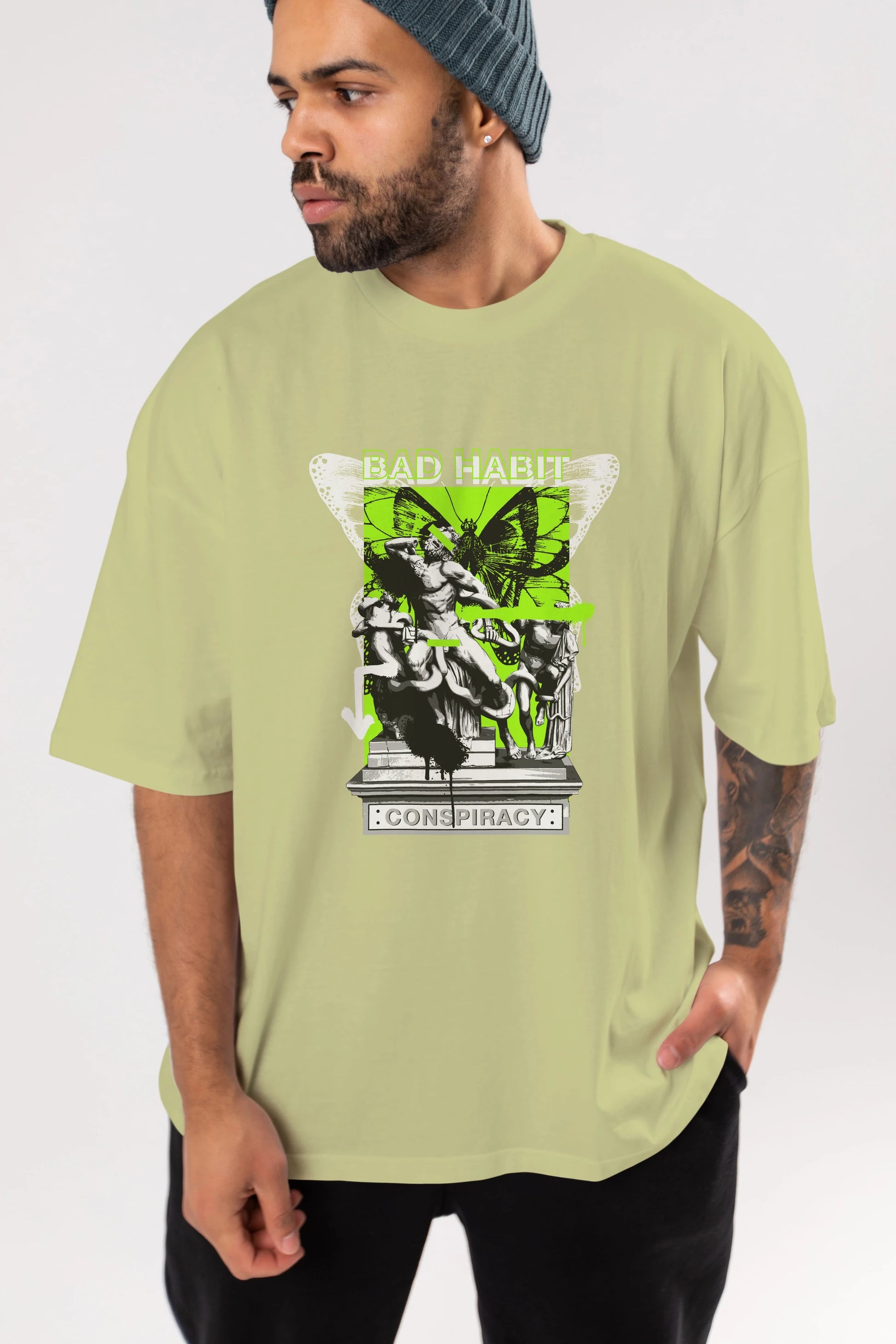 Bad Habit Ön Baskılı Oversize t-shirt Erkek Kadın Unisex