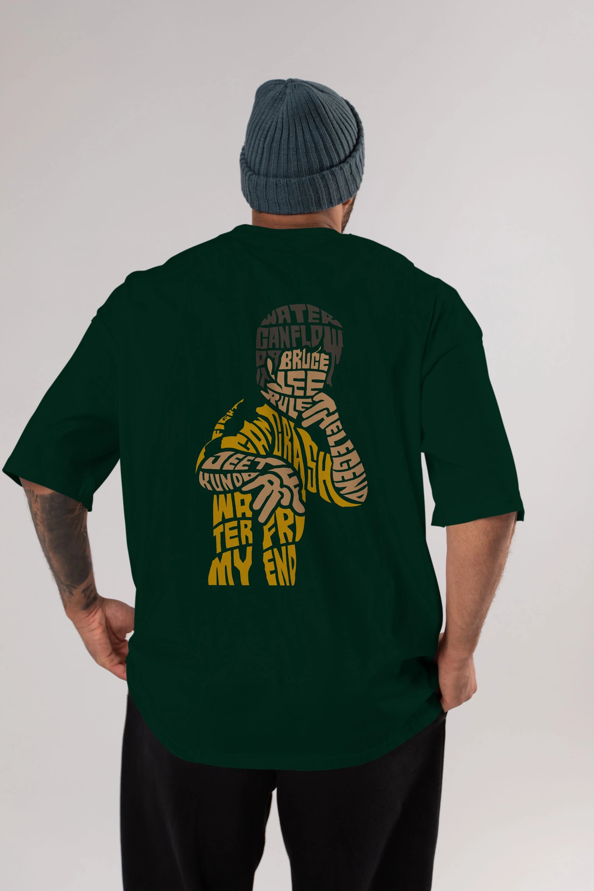 Bruce Lee Arka Baskılı Oversize t-shirt %100 pamuk Erkek Kadın Unisex