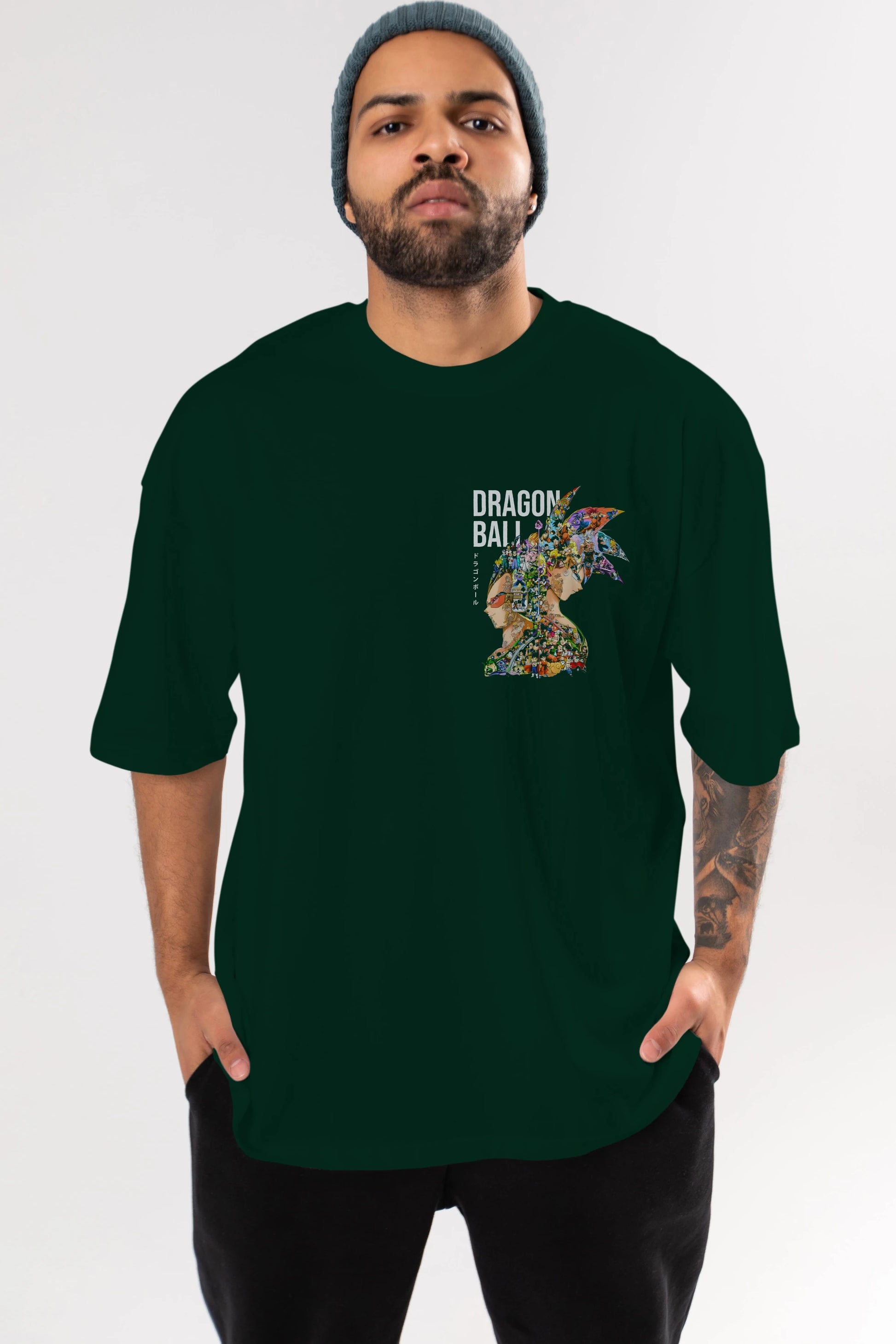 DRAGON BALL ART (5) Ön Sol Baskılı Oversize t-shirt Erkek Kadın Unisex %100 Pamuk Bisiklet Yaka tişort