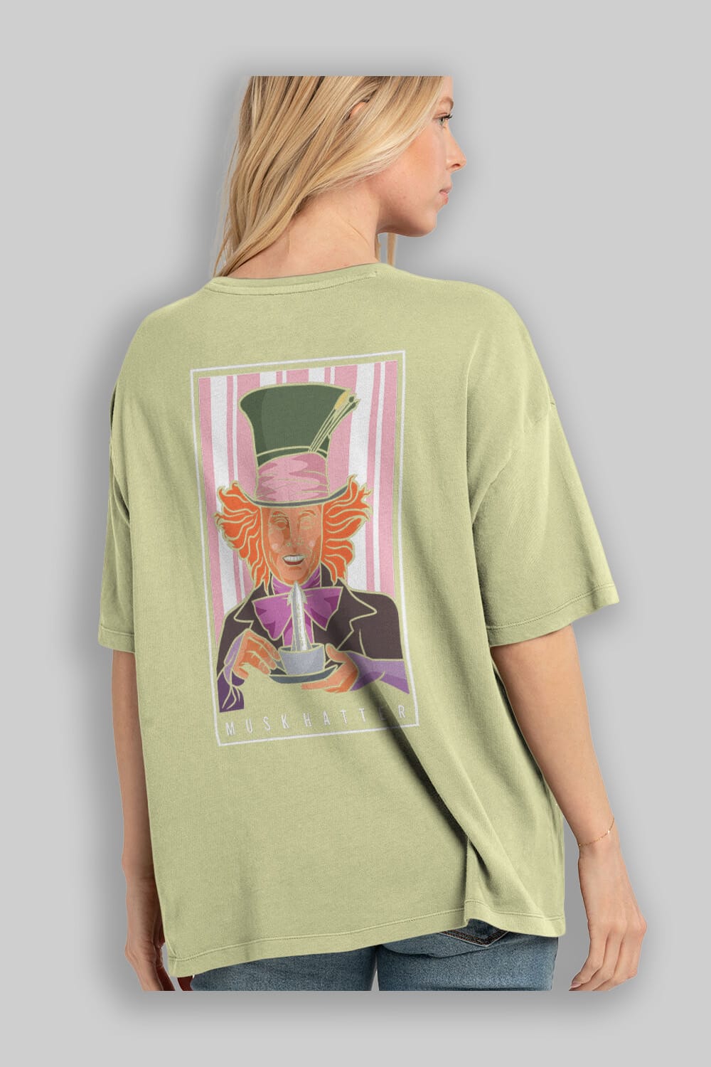 Mad Hatter Elon Musk Arka Baskılı Oversize t-shirt Erkek Kadın Unisex %100 Pamuk tişort