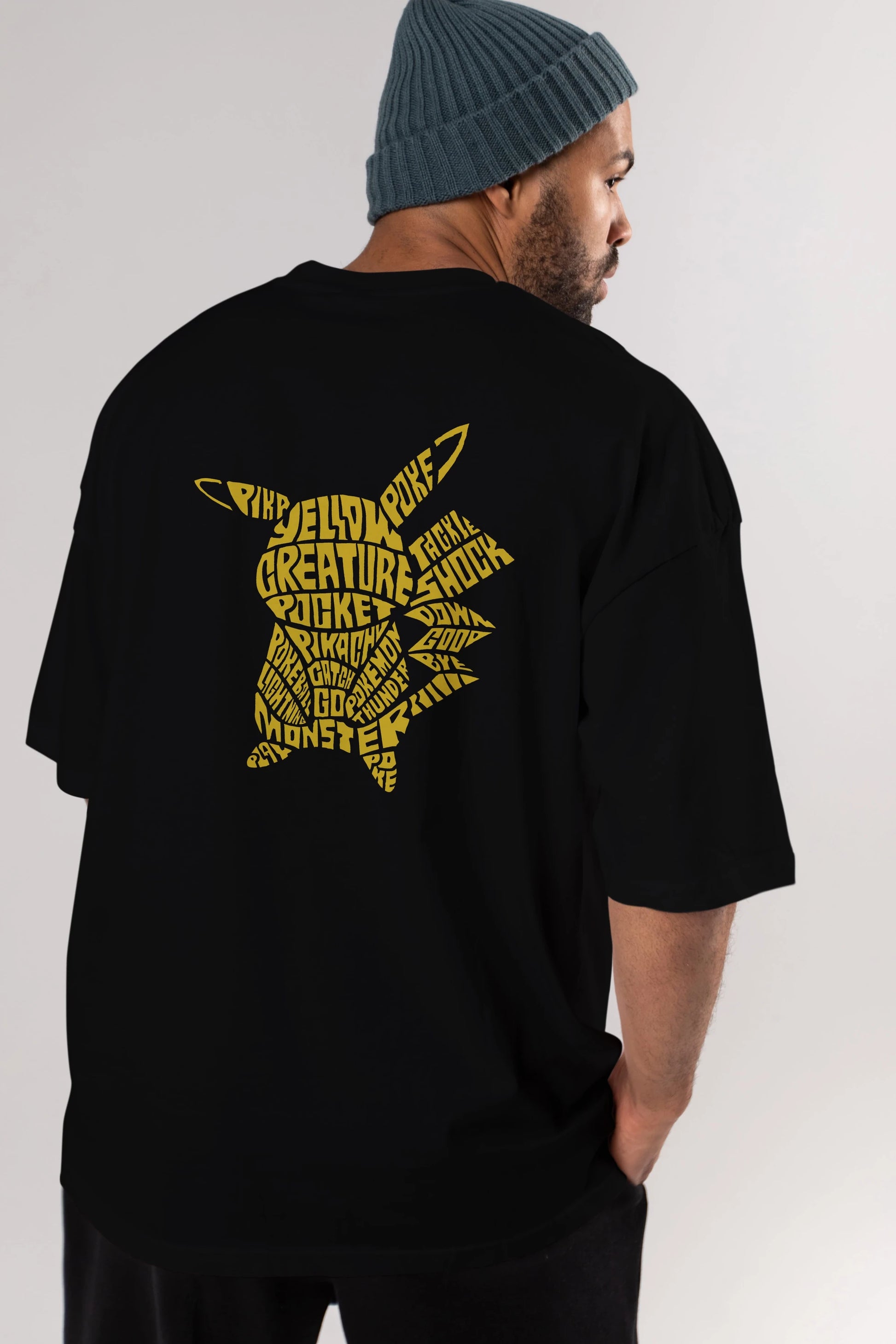 Pocket Monster Arka Baskılı Oversize t-shirt %100 pamuk Erkek Kadın Unisex