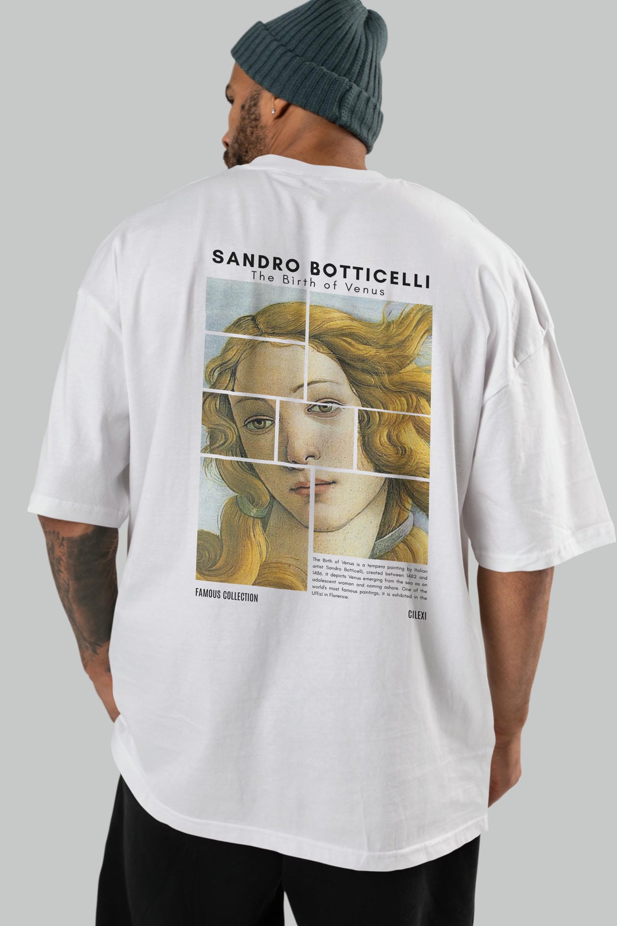 Sandro Botticelli Arka Baskılı Oversize t-shirt Erkek Kadın Bisiklet Yaka Pamuk tişort