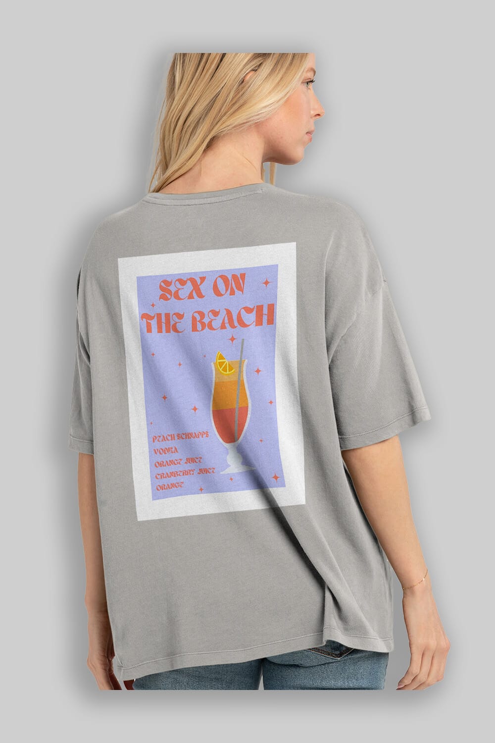 Sex On The Beach Arka Baskılı Oversize t-shirt Erkek Kadın Unisex %100 Pamuk Bisiklet Yaka tişort