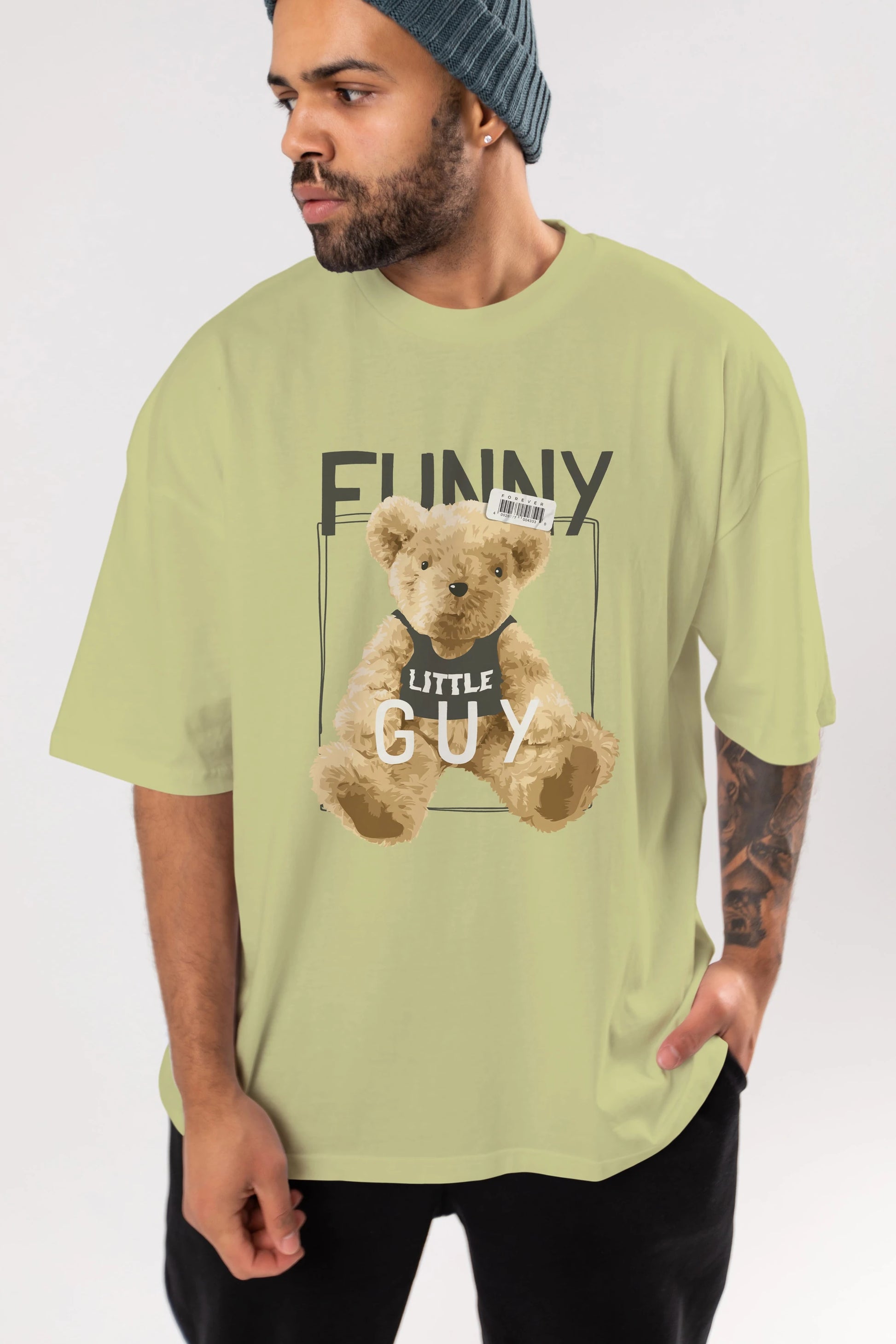 Teddy Bear Funny Ön Baskılı Oversize t-shirt Erkek Kadın Unisex %100 Pamuk