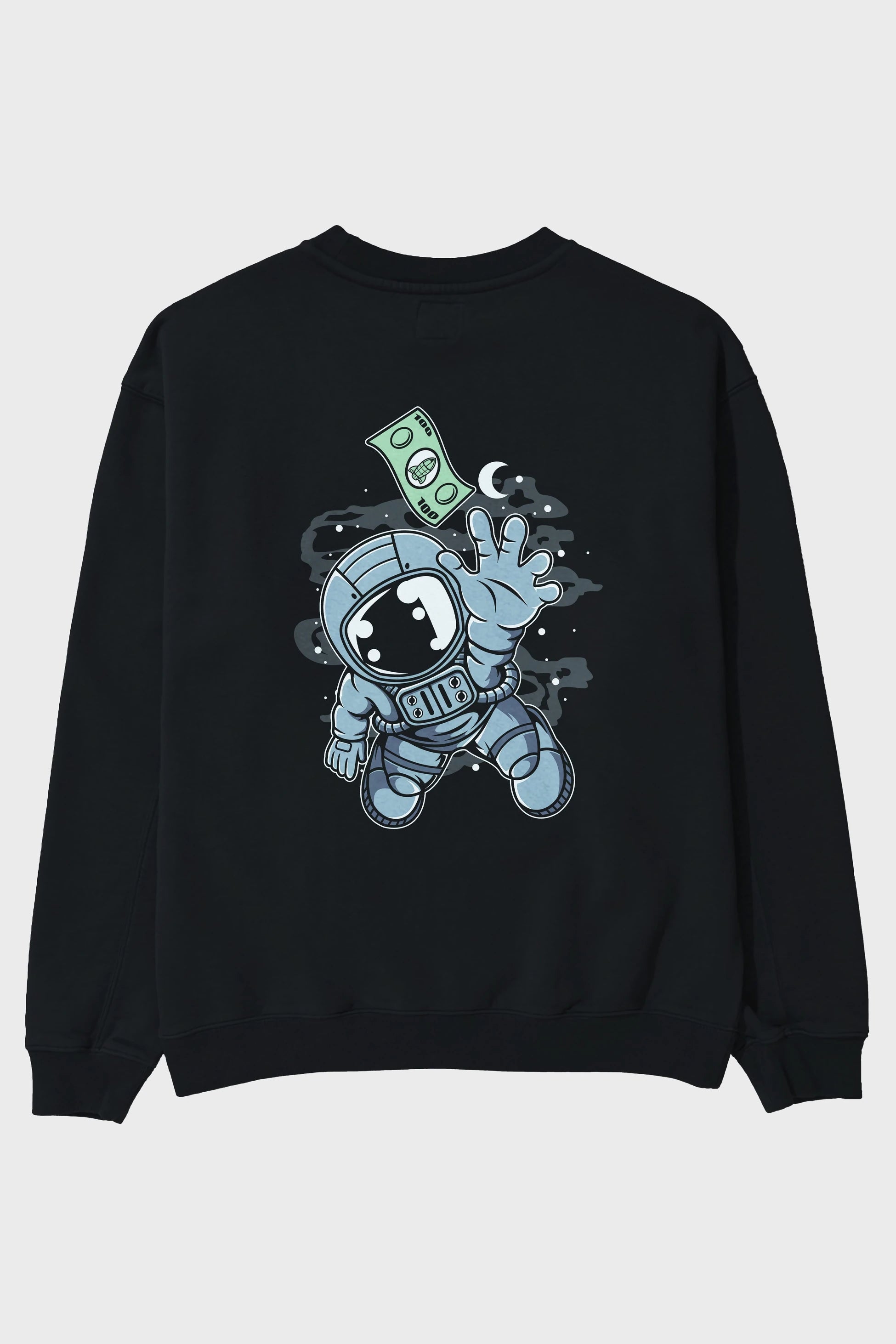 Astronaut Dollar Arka Baskılı Oversize Sweatshirt Erkek Kadın Unisex
