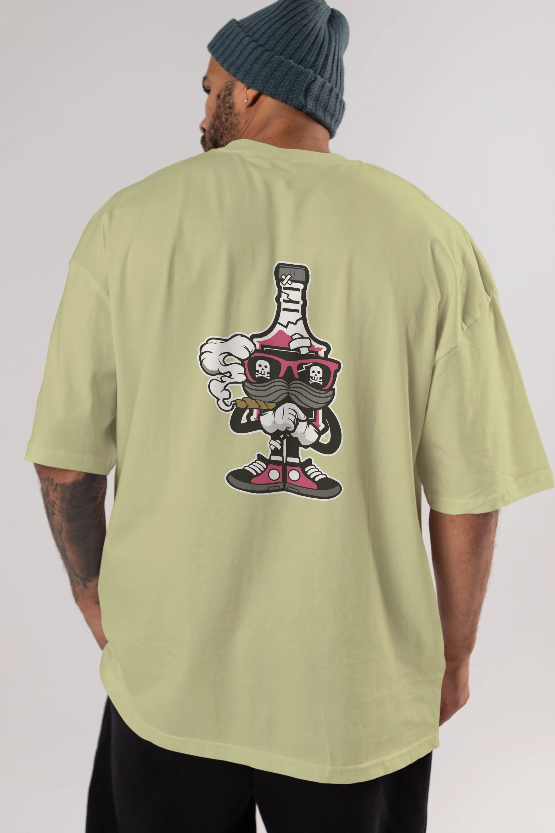 Vodka Bottle Arka Baskılı Oversize t-shirt Erkek Kadın Unisex %100 Pamuk tişort