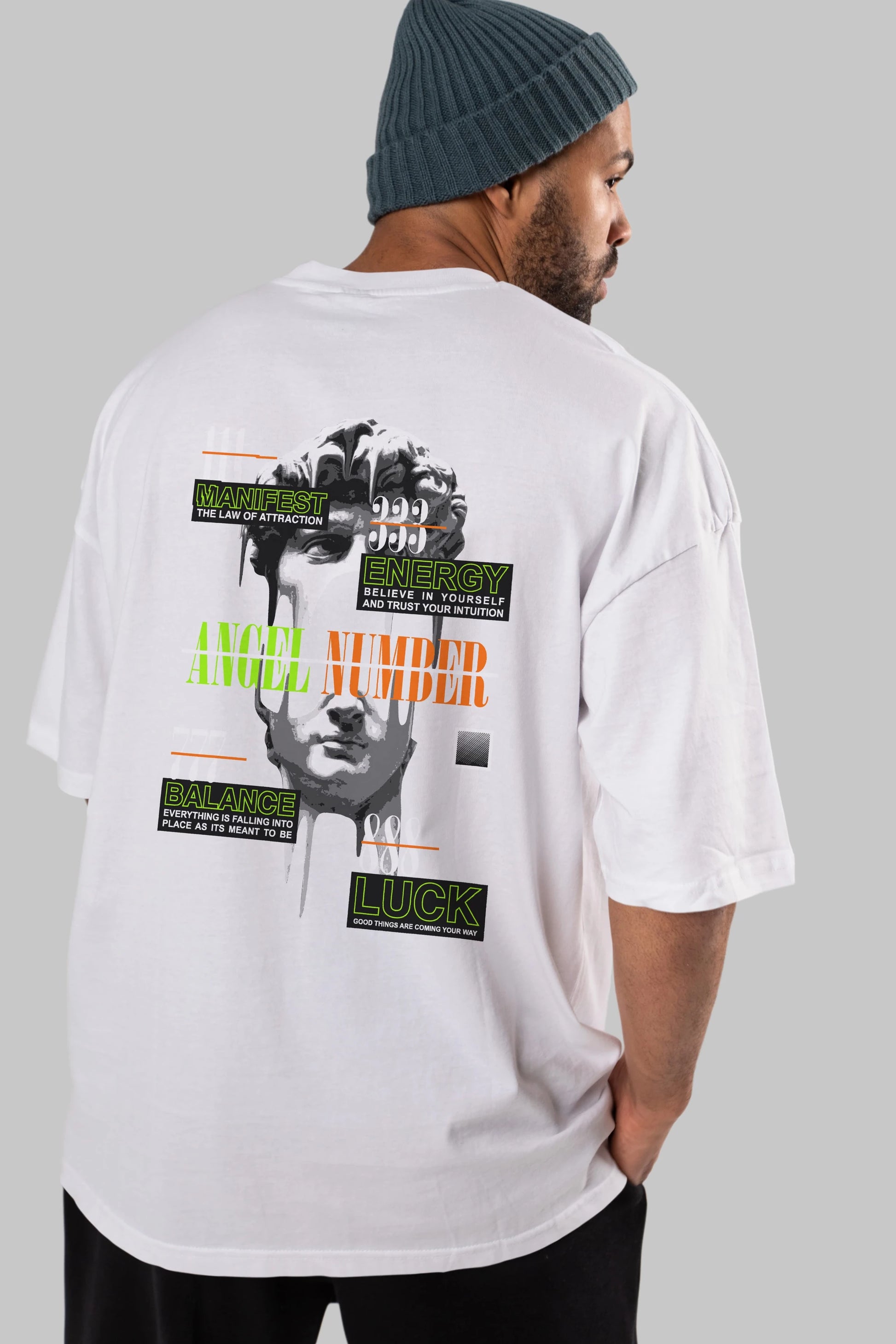 Angel Number Arka Baskılı Oversize t-shirt Erkek Kadın Unisex