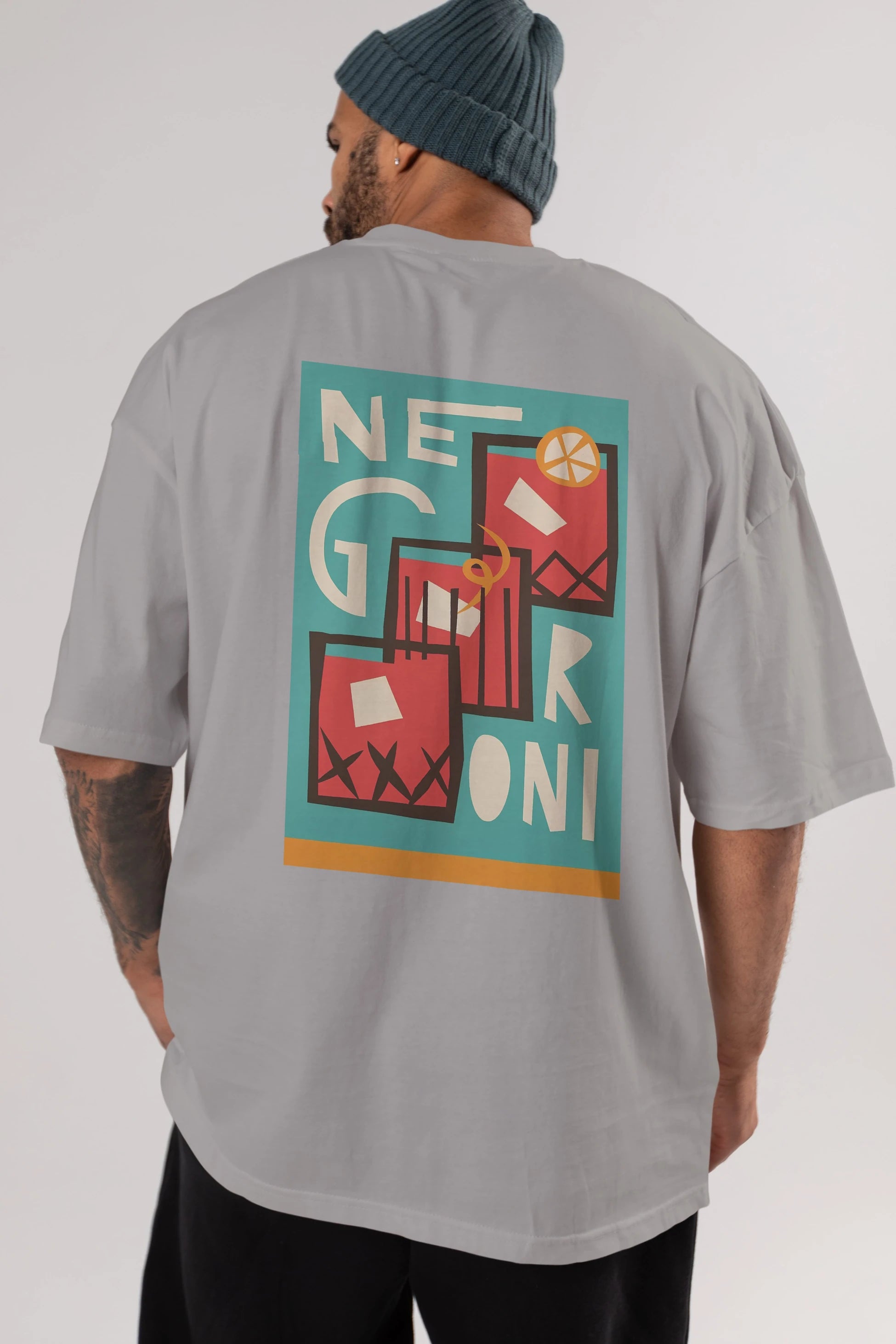 Negroni 3 Arka Baskılı Oversize t-shirt Erkek Kadın Unisex %100 Pamuk Bisiklet Yaka tişort