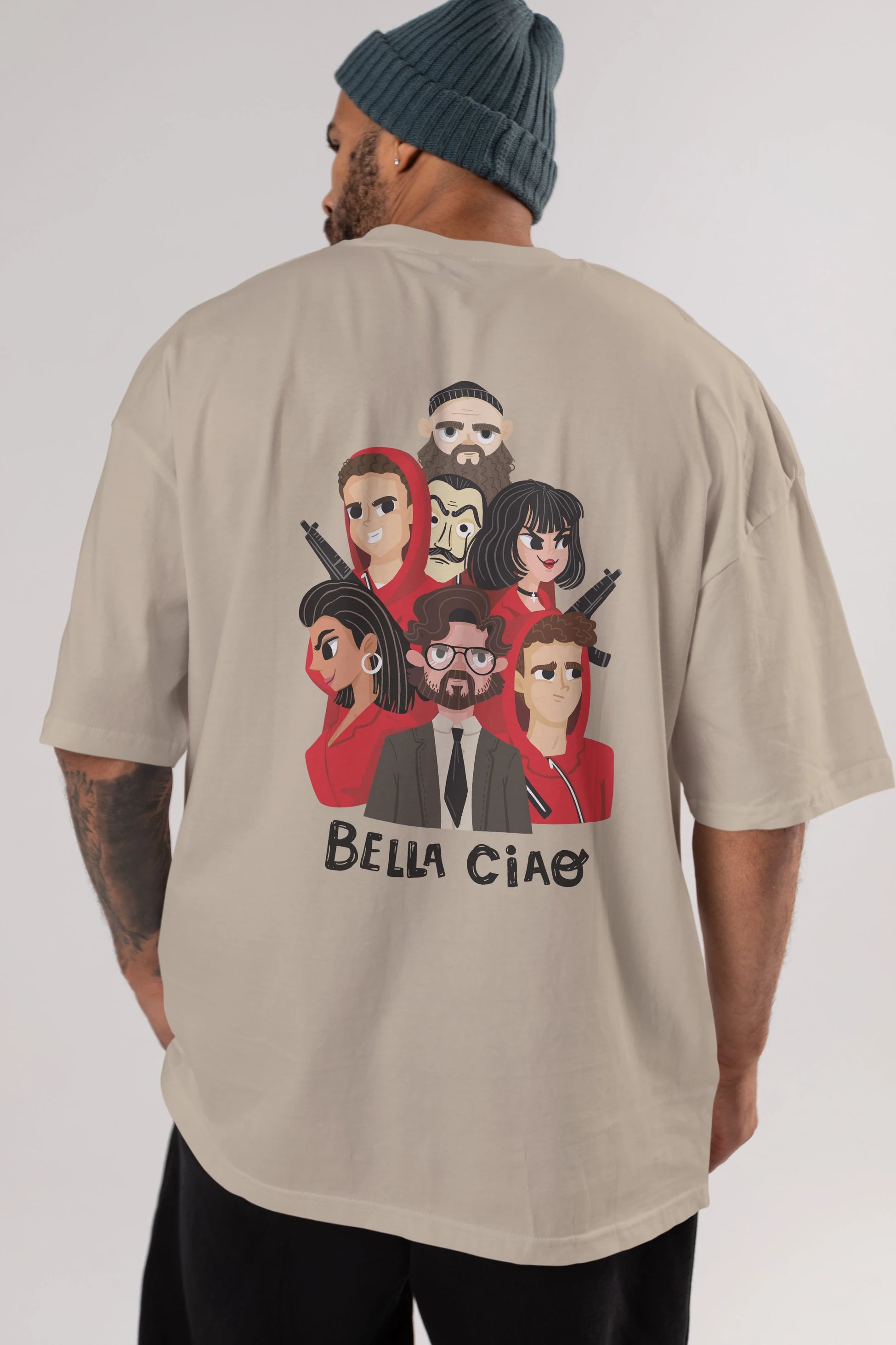 La Casa De Papel (13) Arka Baskılı Oversize t-shirt Erkek Kadın Unisex %100 Pamuk Bisiklet Yaka tişort